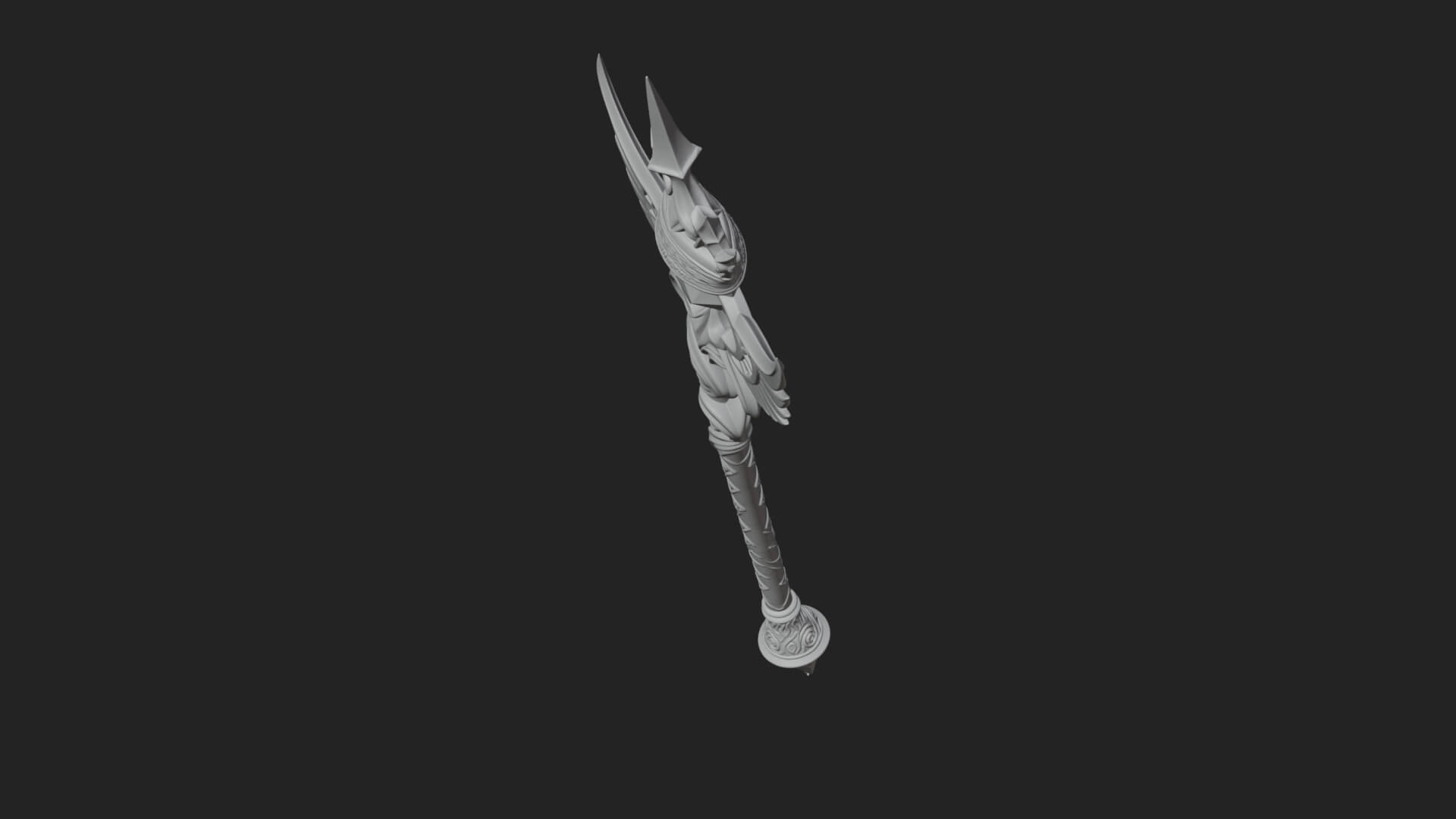 Winged Gem Staff Model Design 1 3D Print Model 3D Model