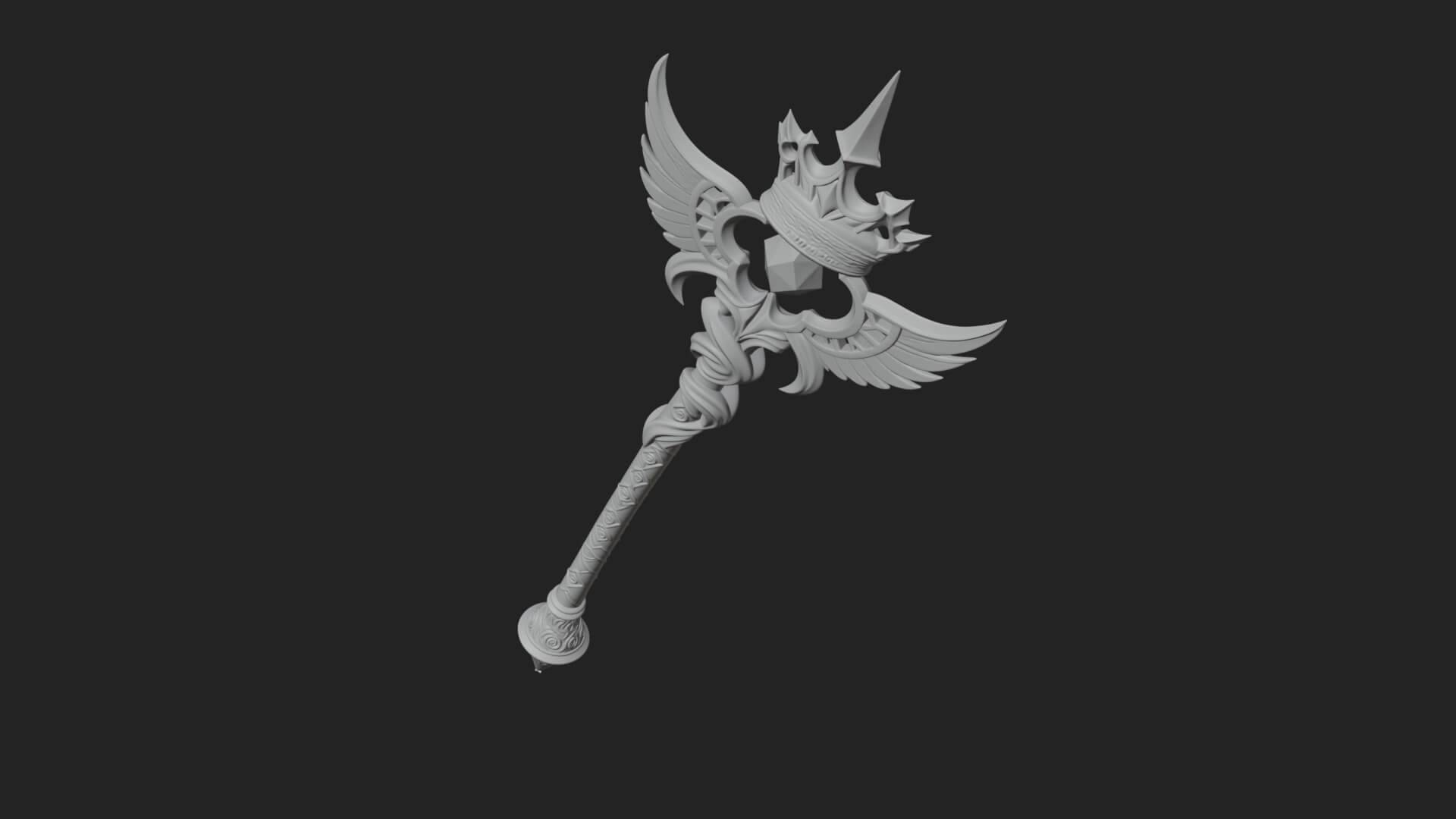 Winged Gem Staff Model Design 1 3D Print Model 3D Model