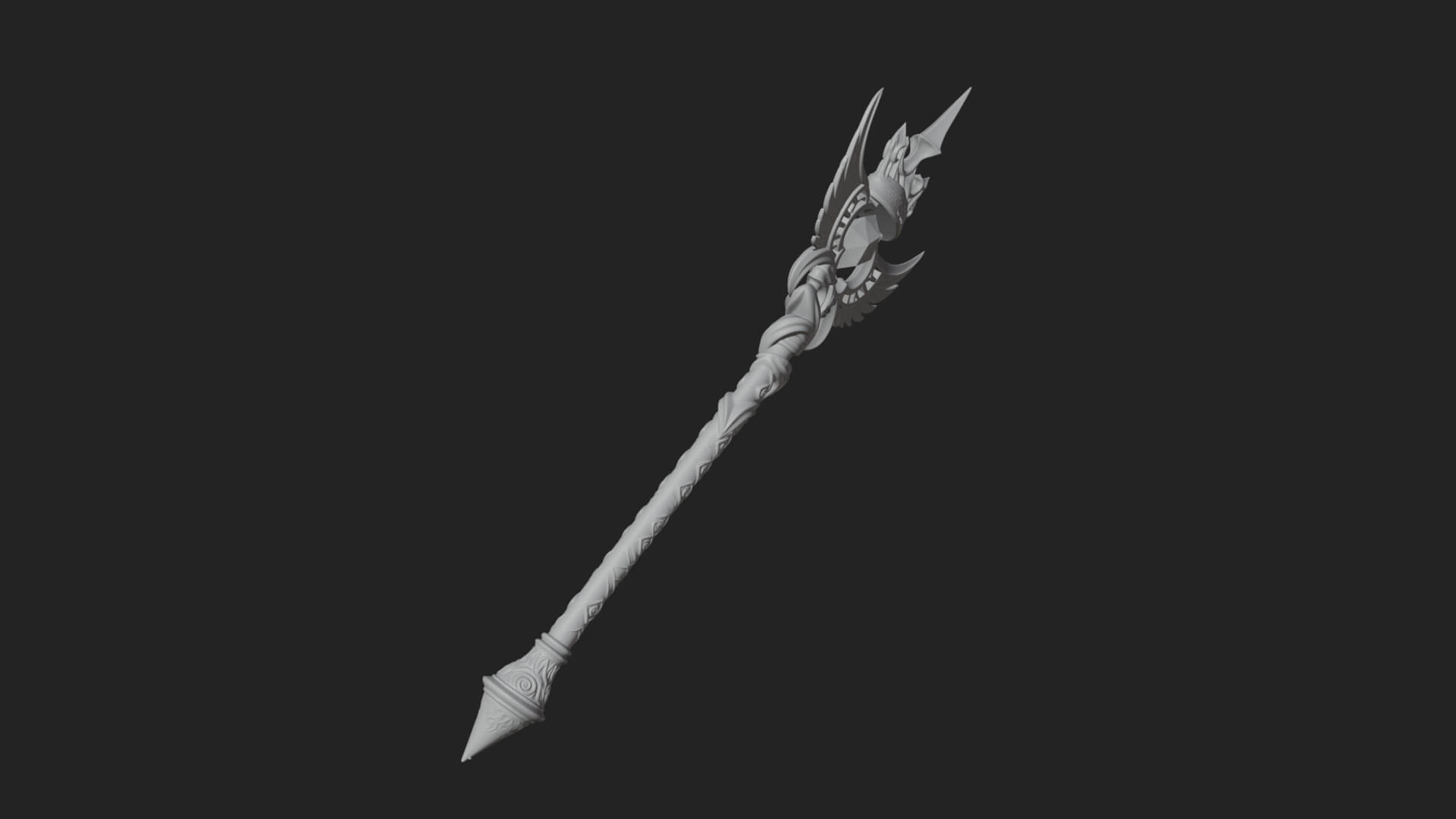 Winged Gem Staff Model Design 1 3D Print Model 3D Model