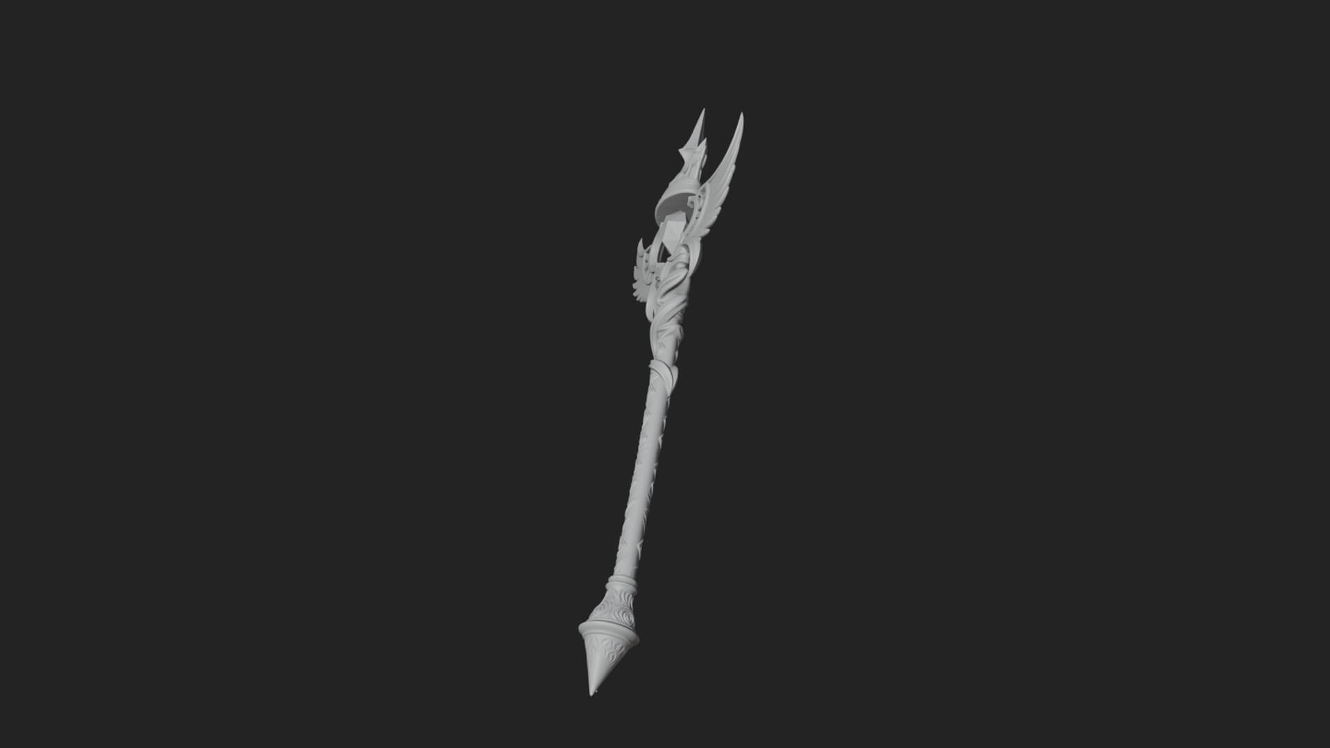 Winged Gem Staff Model Design 1 3D Print Model 3D Model