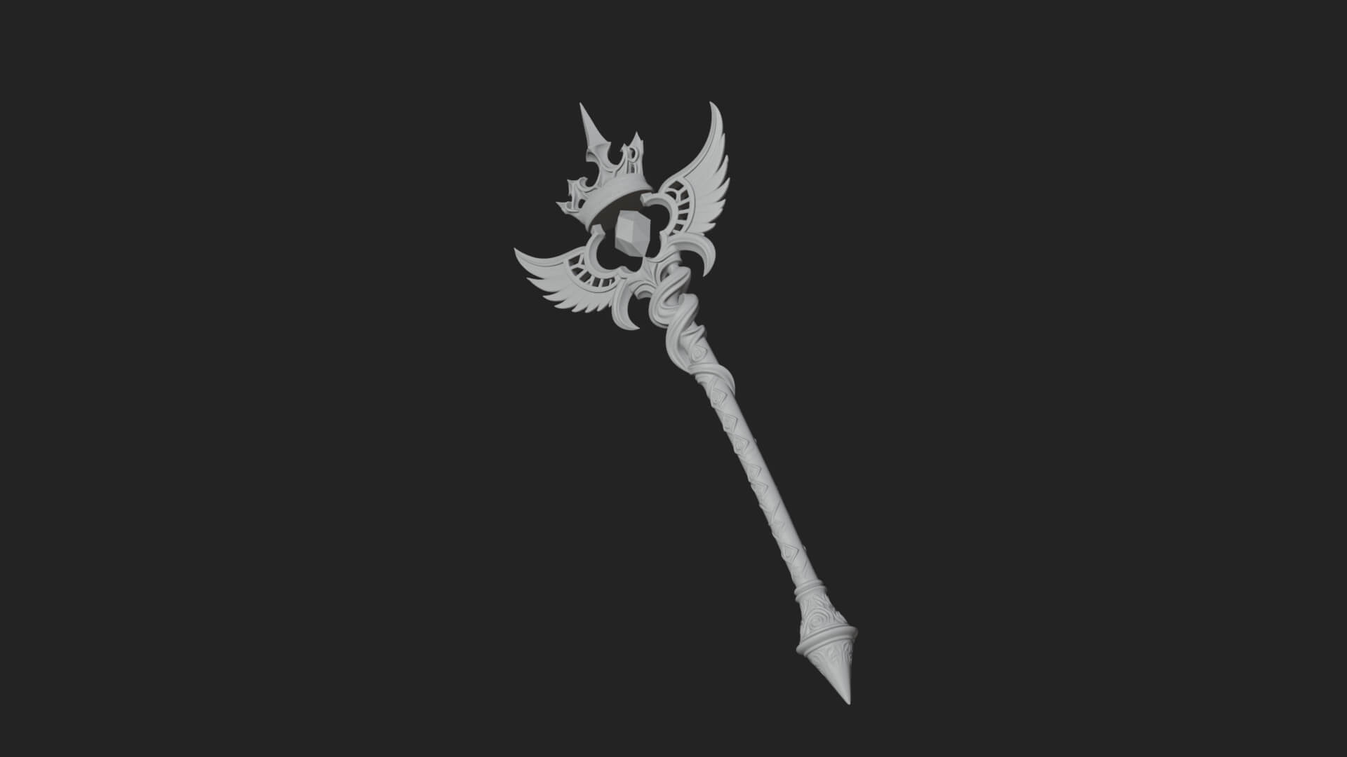 Winged Gem Staff Model Design 1 3D Print Model 3D Model