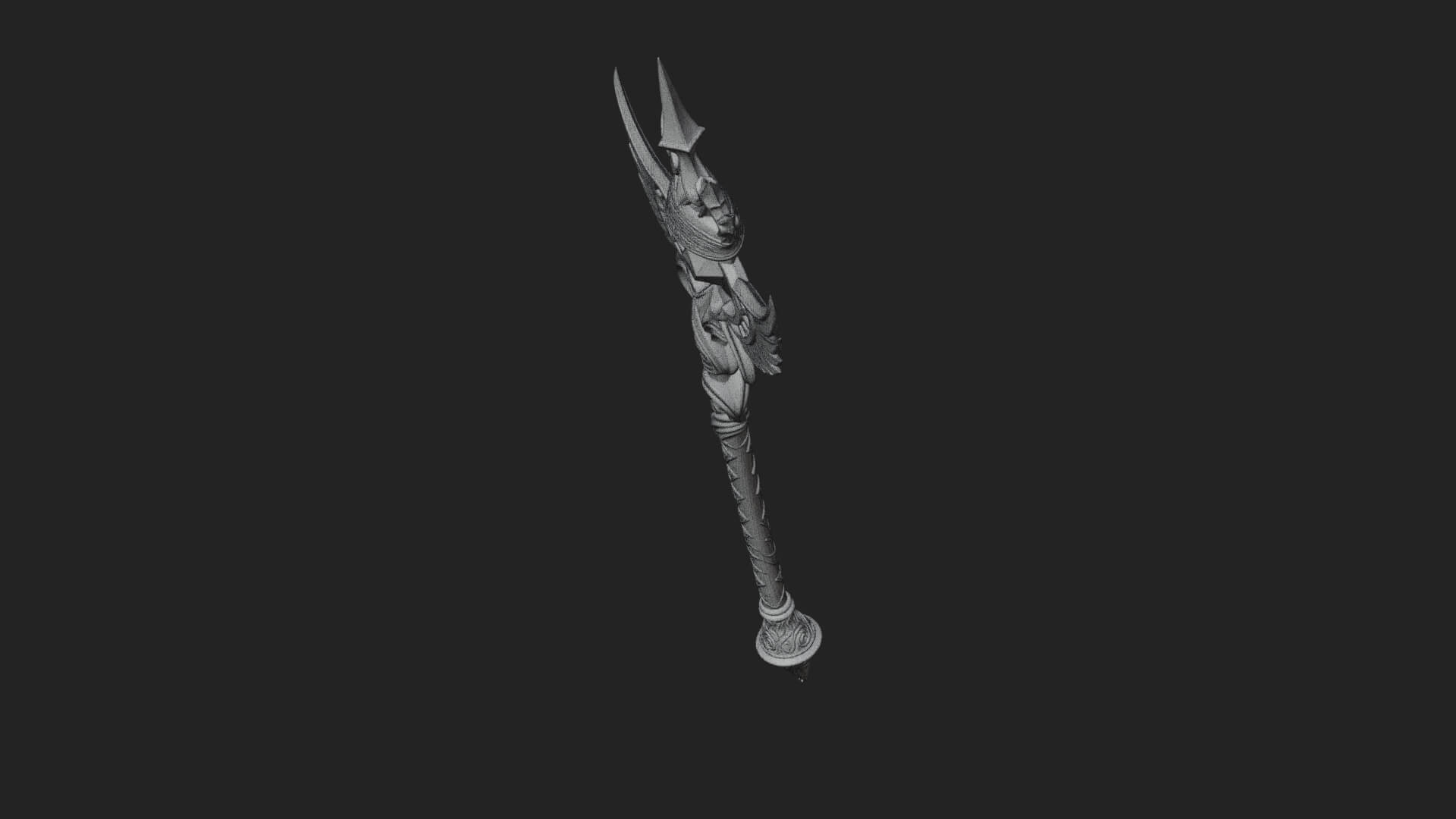 Winged Gem Staff Model Design 1 3D Print Model 3D Model