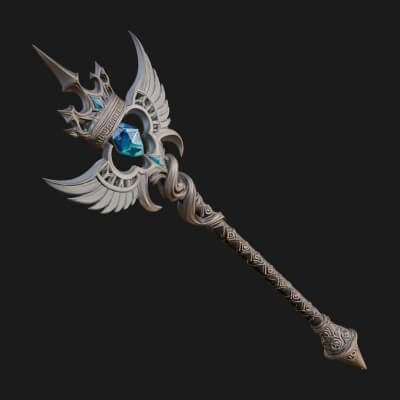 Winged Gem Staff Model Design 1 3D Print Model