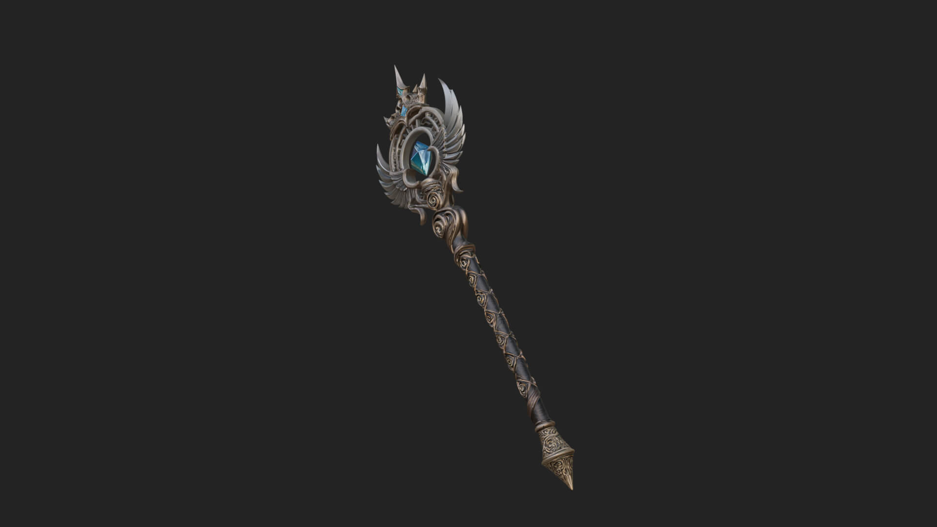 Winged Gem Staff Model Design 2 3D Print Model 3D Model