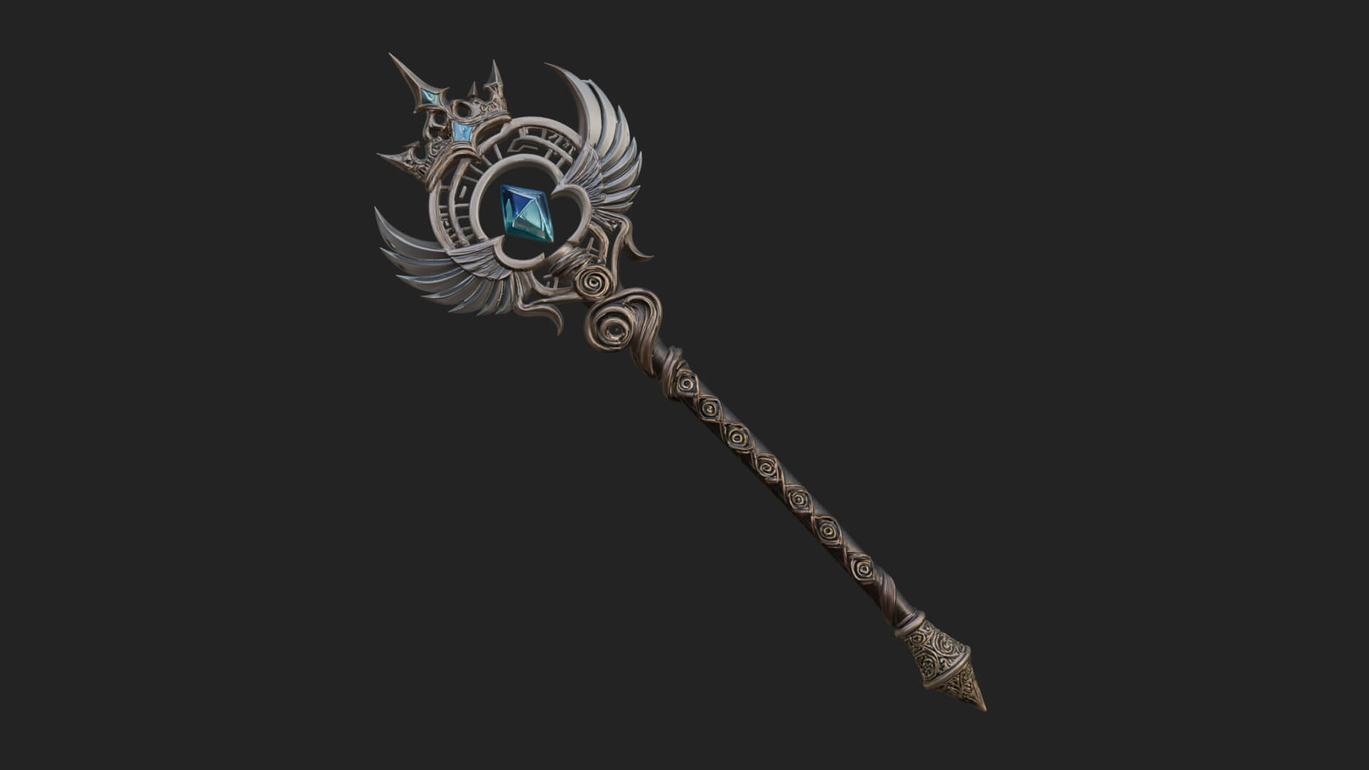 Winged Gem Staff Model Design 2 3D Print Model 3D Model