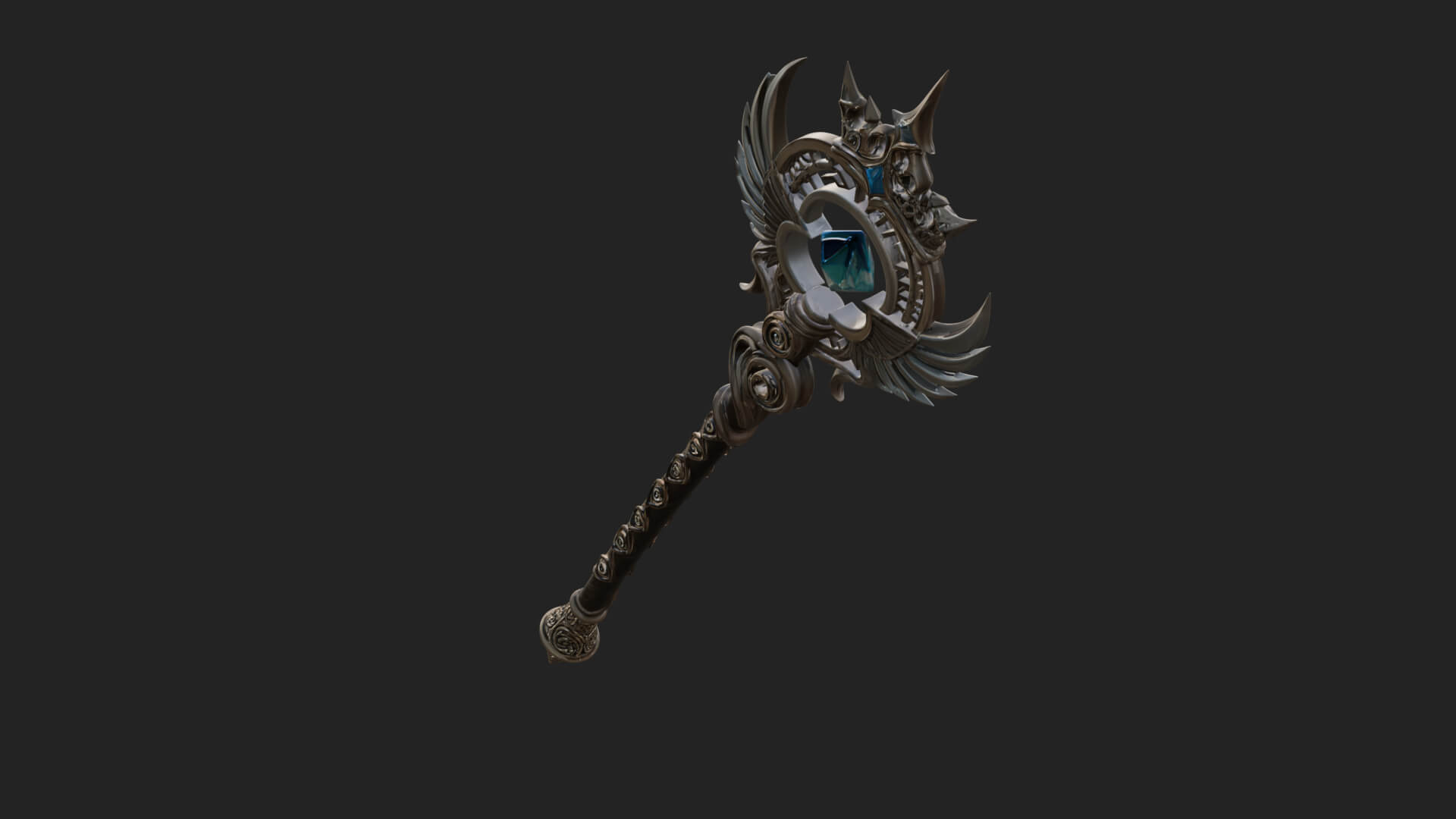 Winged Gem Staff Model Design 2 3D Print Model 3D Model