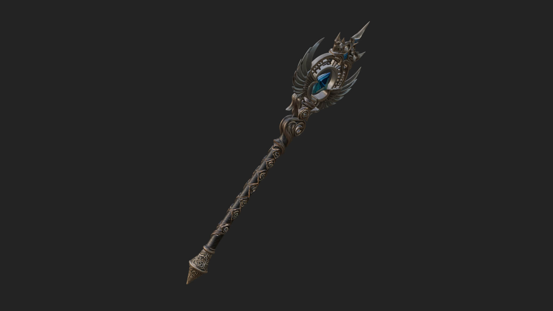 Winged Gem Staff Model Design 2 3D Print Model 3D Model