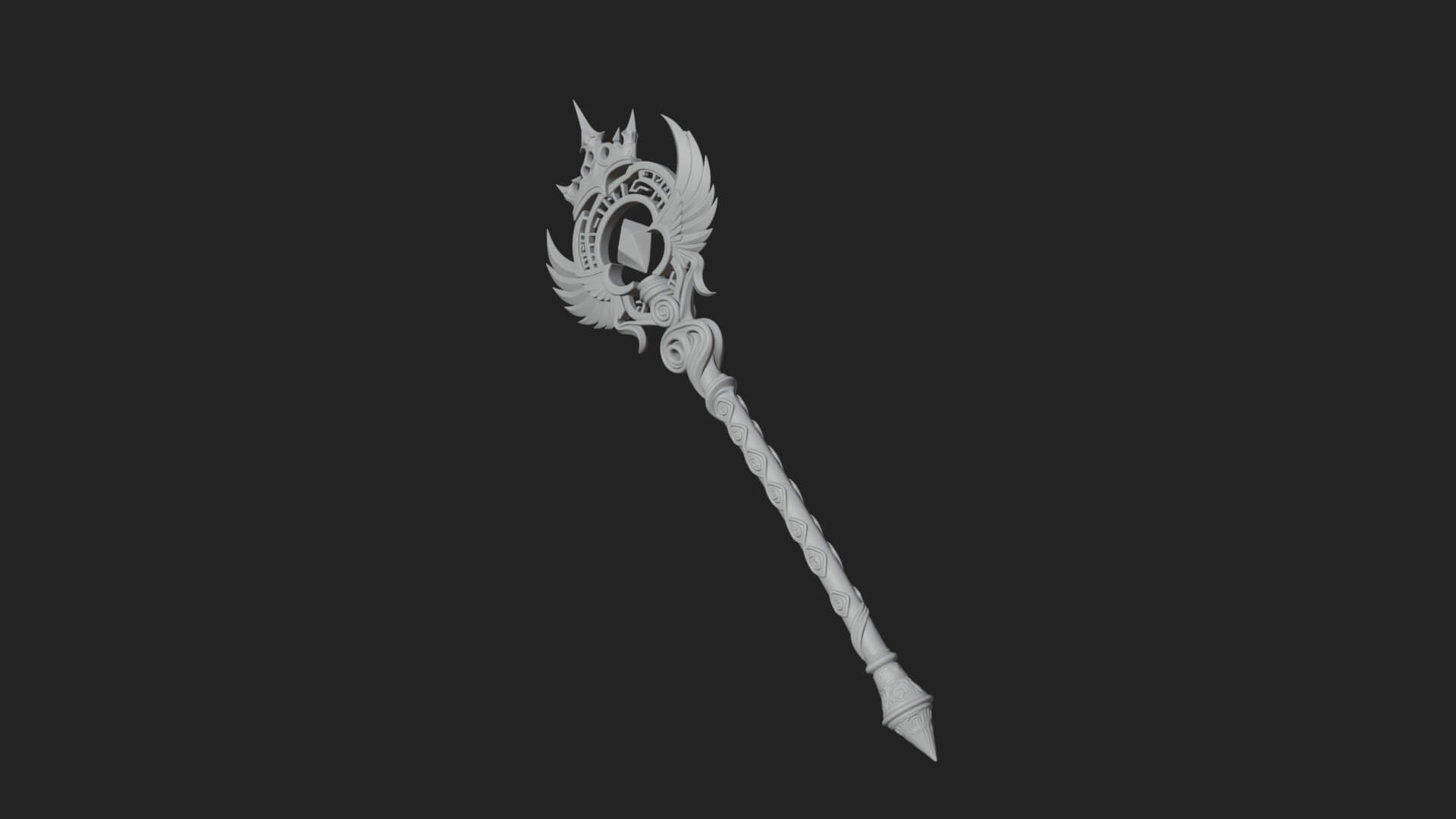 Winged Gem Staff Model Design 2 3D Print Model 3D Model