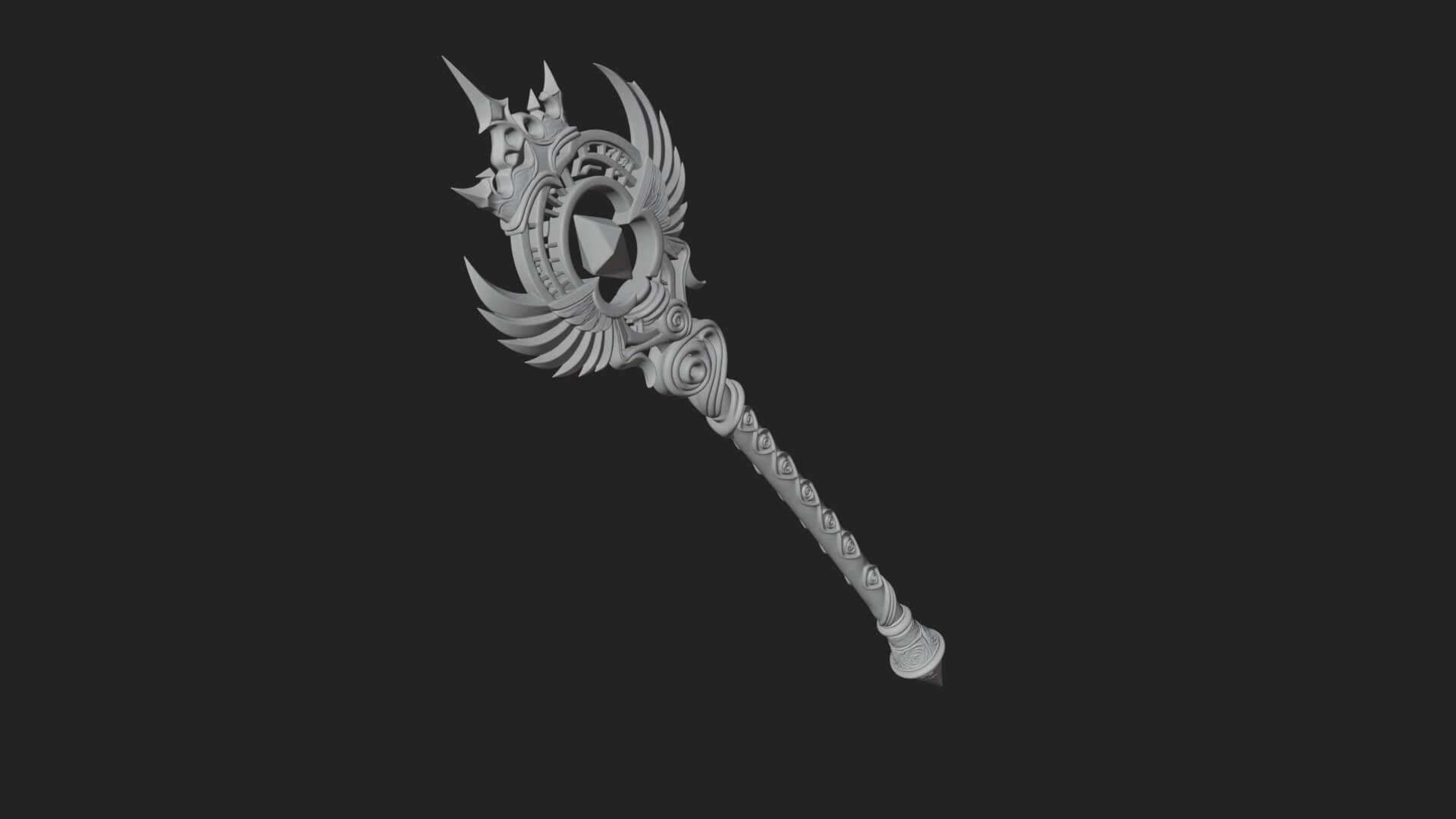 Winged Gem Staff Model Design 2 3D Print Model 3D Model