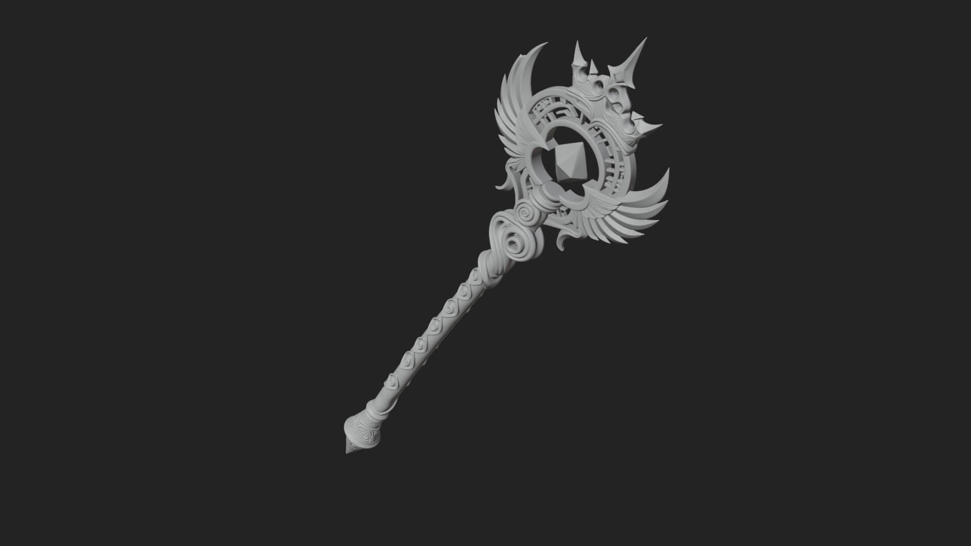 Winged Gem Staff Model Design 2 3D Print Model 3D Model