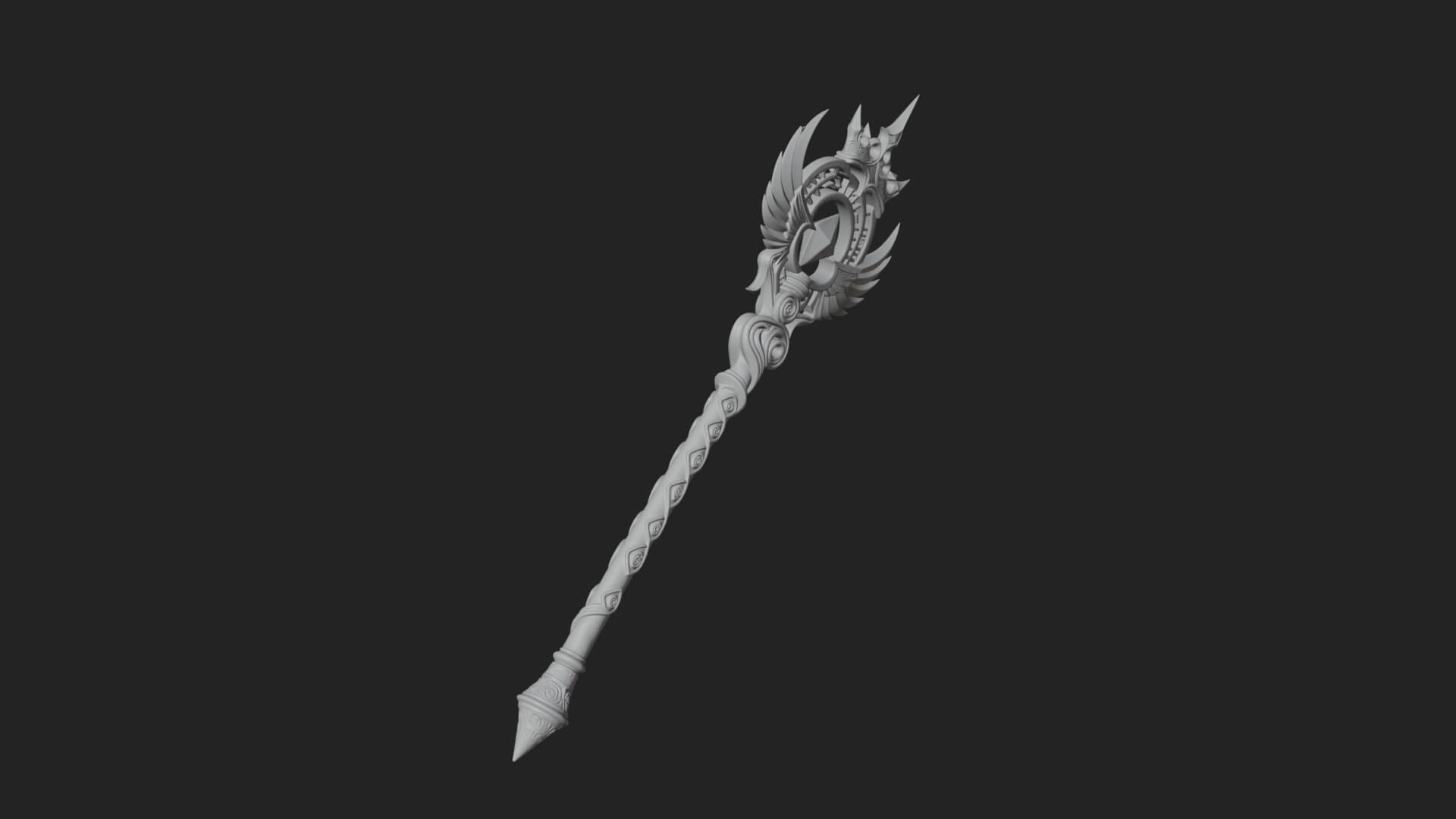 Winged Gem Staff Model Design 2 3D Print Model 3D Model