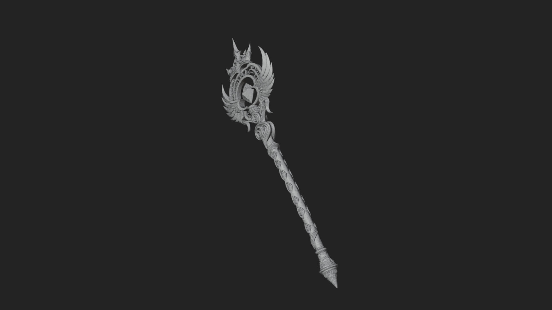 Winged Gem Staff Model Design 2 3D Print Model 3D Model
