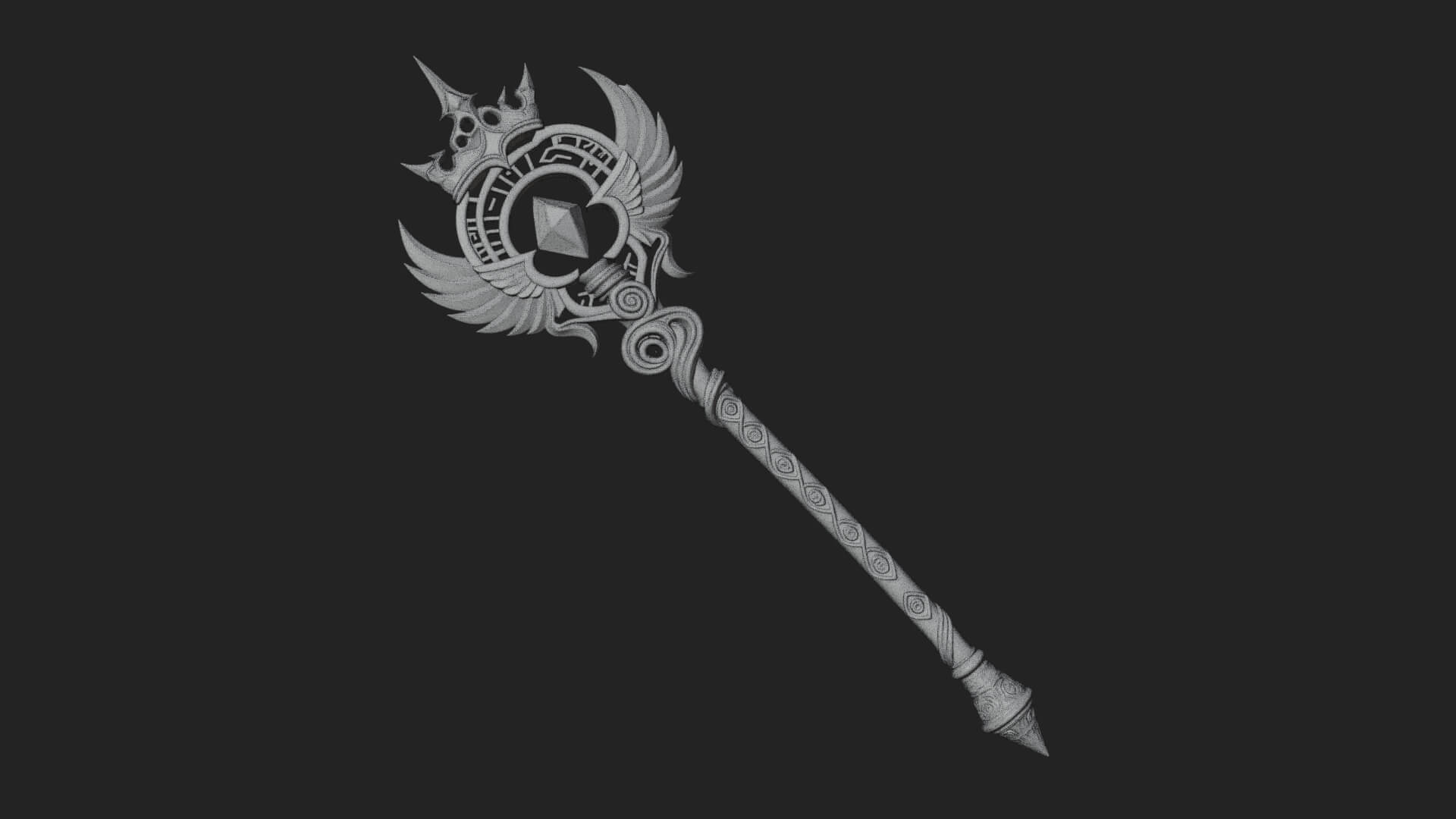 Winged Gem Staff Model Design 2 3D Print Model 3D Model