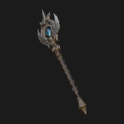 Winged Gem Staff Model Design 2 3D Print Model