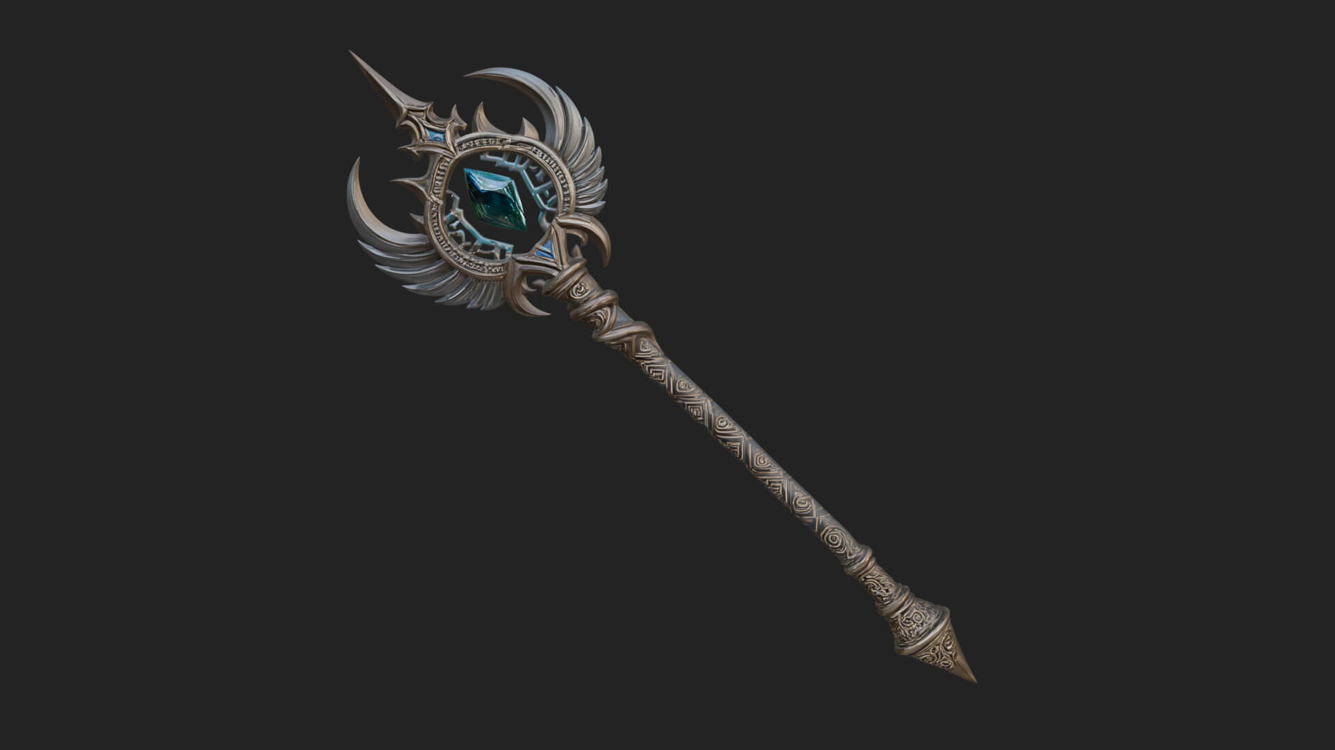 Winged Gem Staff Model Design 3 3D Print Model 3D Model