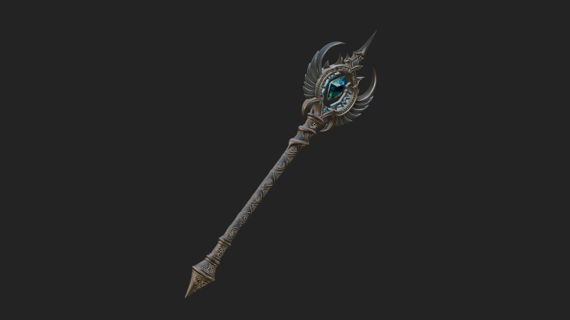 Winged Gem Staff Model Design 3 3D Print Model 3D Model