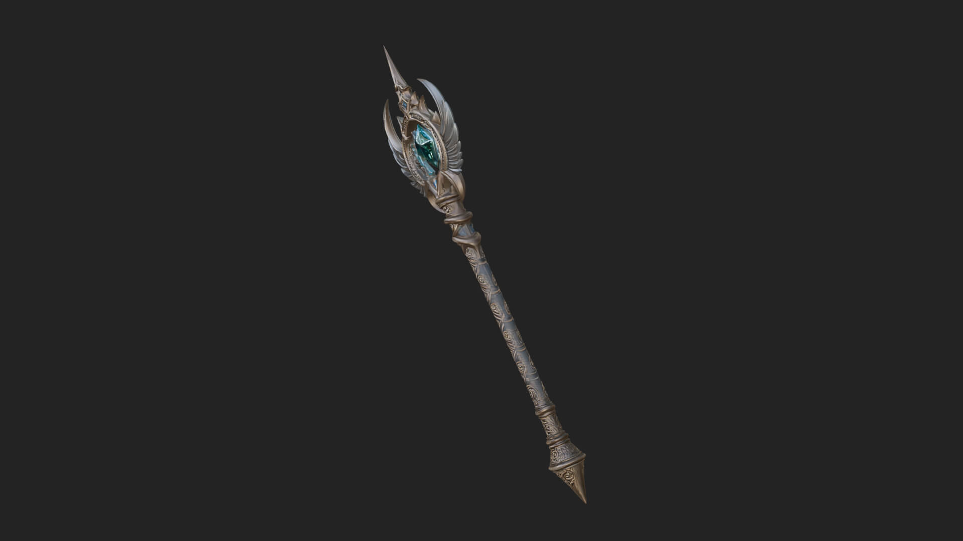 Winged Gem Staff Model Design 3 3D Print Model 3D Model
