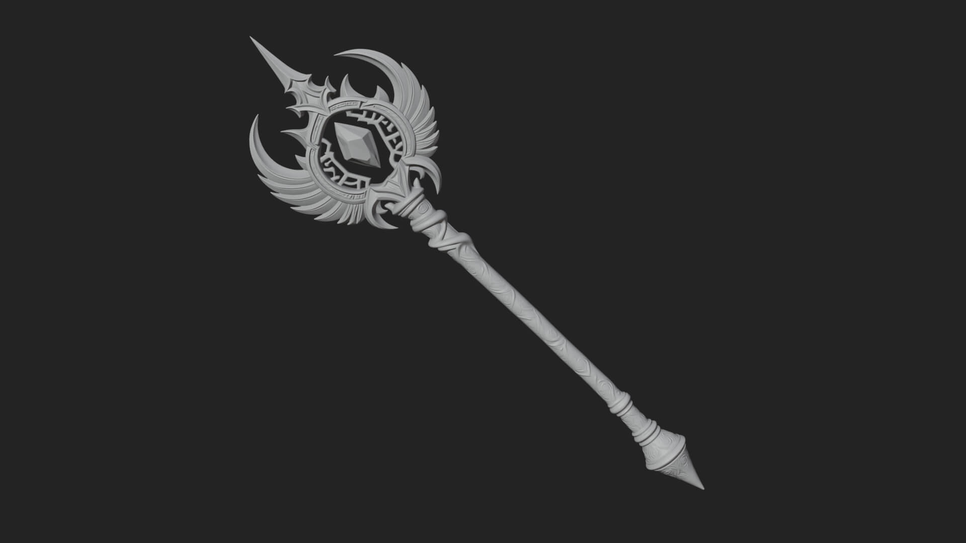 Winged Gem Staff Model Design 3 3D Print Model 3D Model