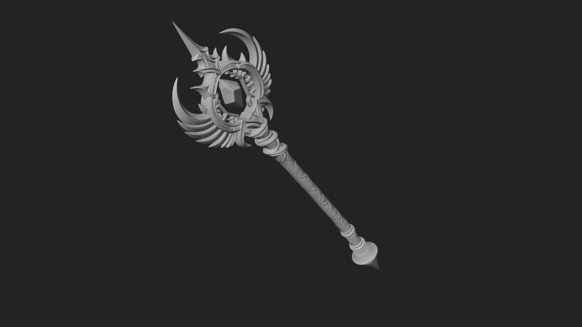 Winged Gem Staff Model Design 3 3D Print Model 3D Model