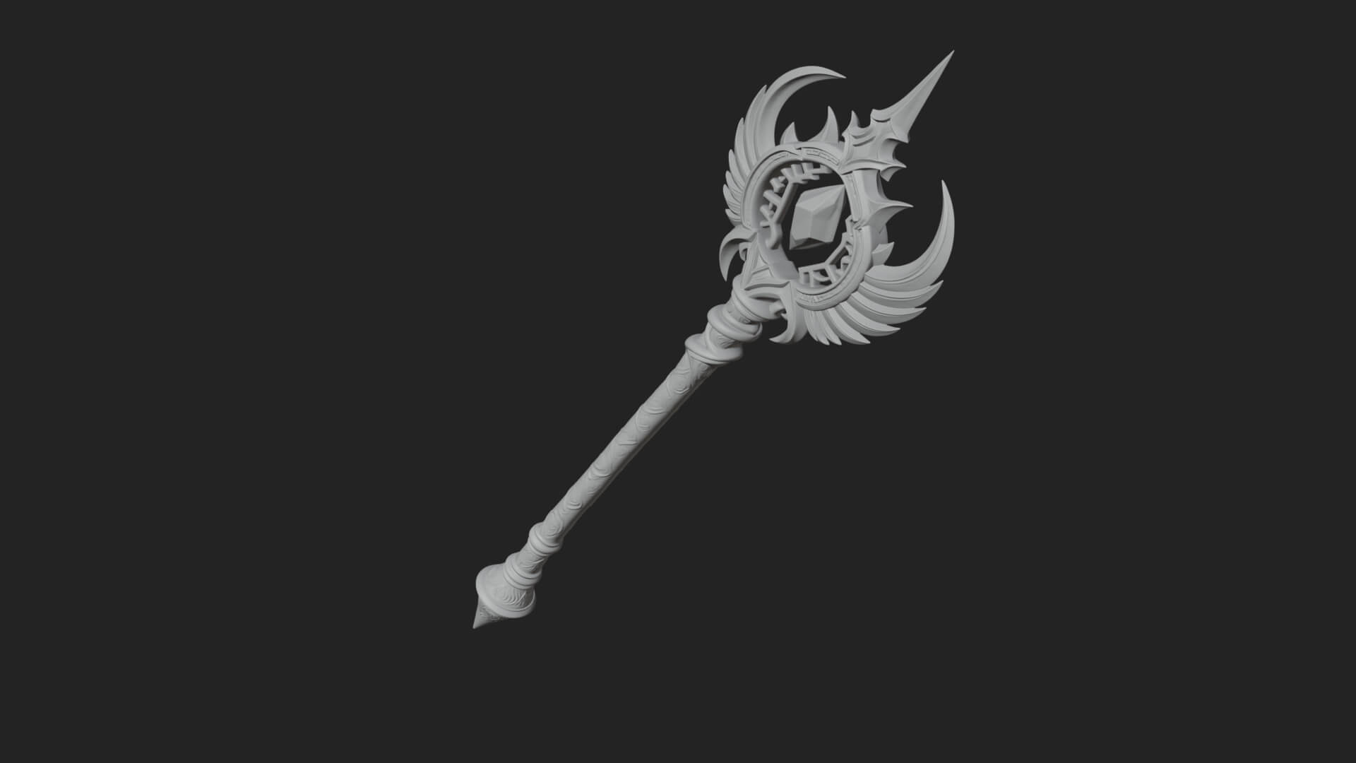 Winged Gem Staff Model Design 3 3D Print Model 3D Model