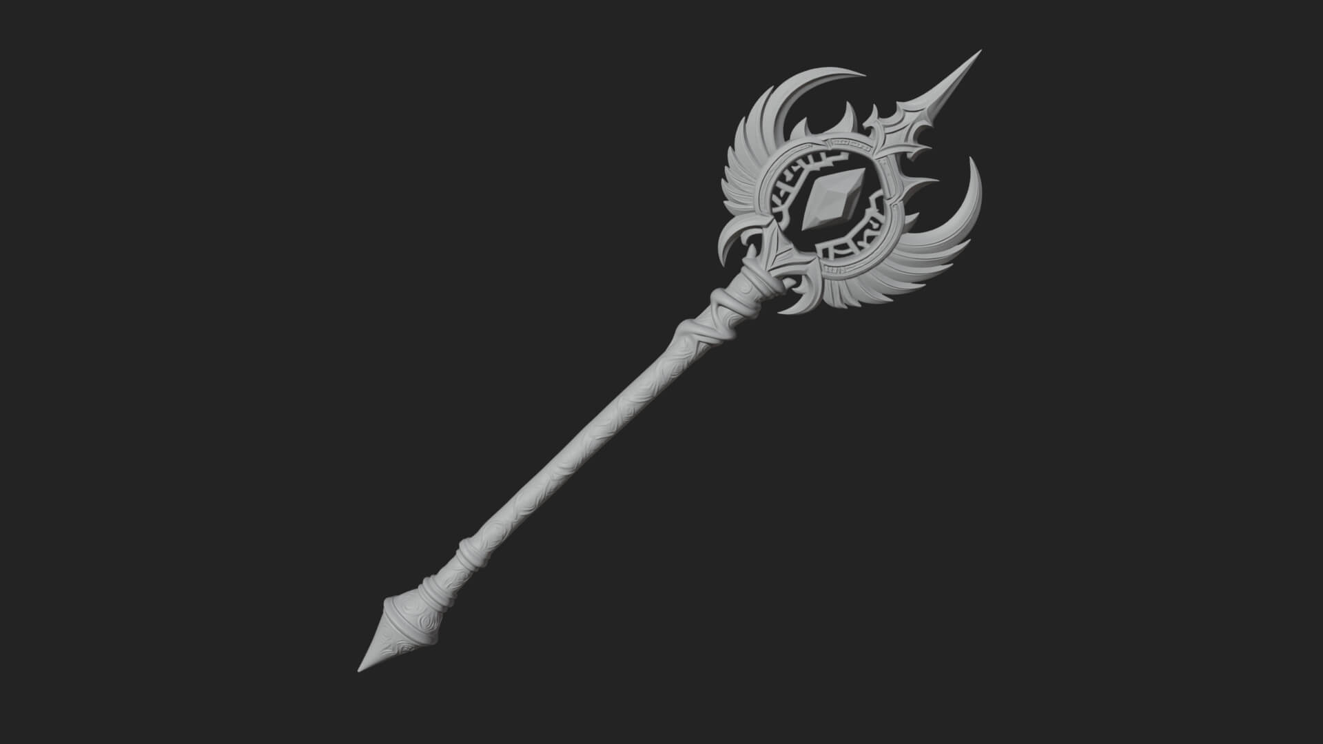 Winged Gem Staff Model Design 3 3D Print Model 3D Model