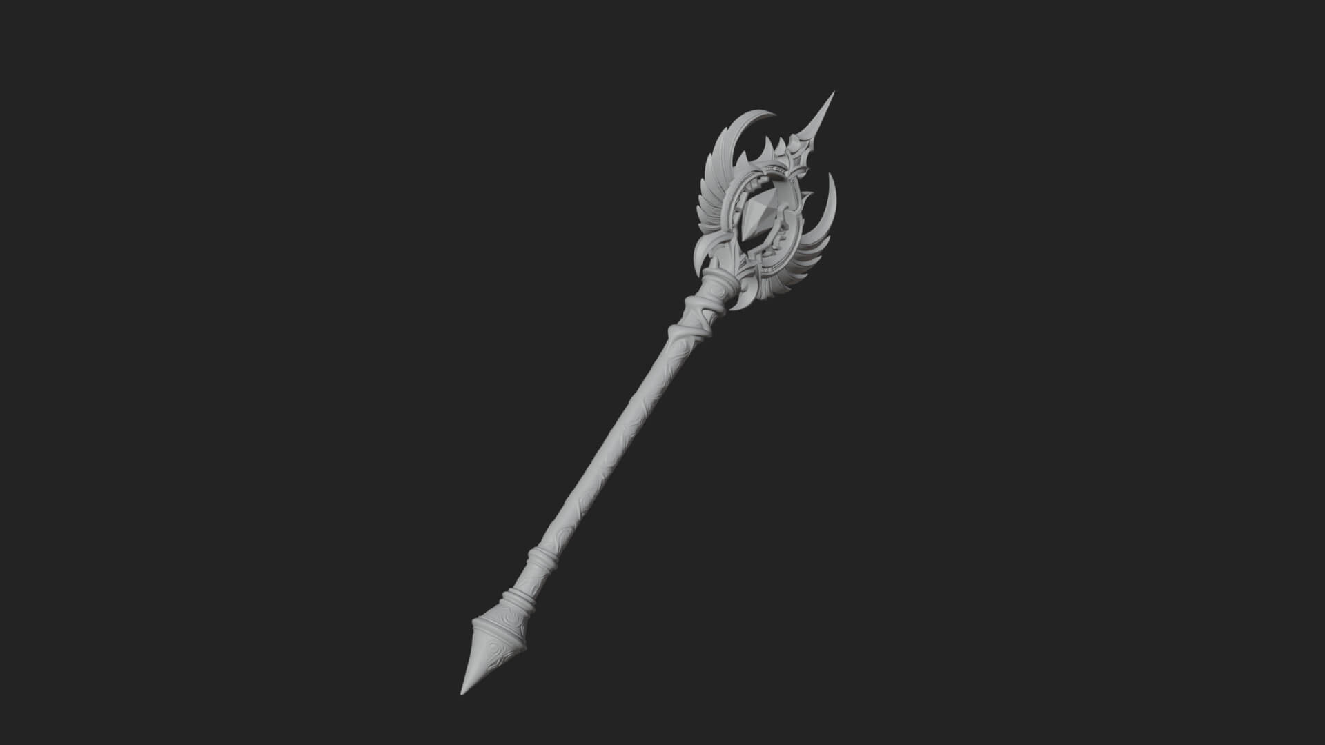 Winged Gem Staff Model Design 3 3D Print Model 3D Model