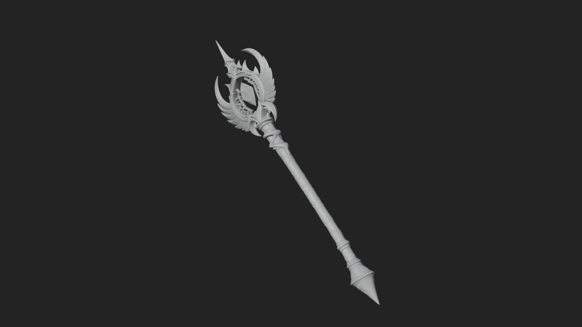 Winged Gem Staff Model Design 3 3D Print Model 3D Model
