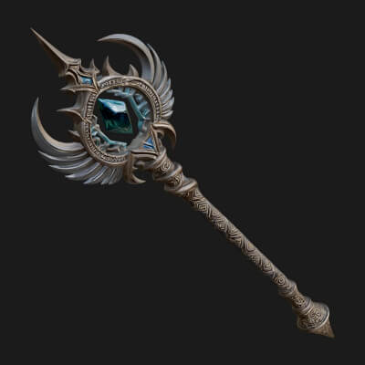 Winged Gem Staff Model Design 3 3D Print Model