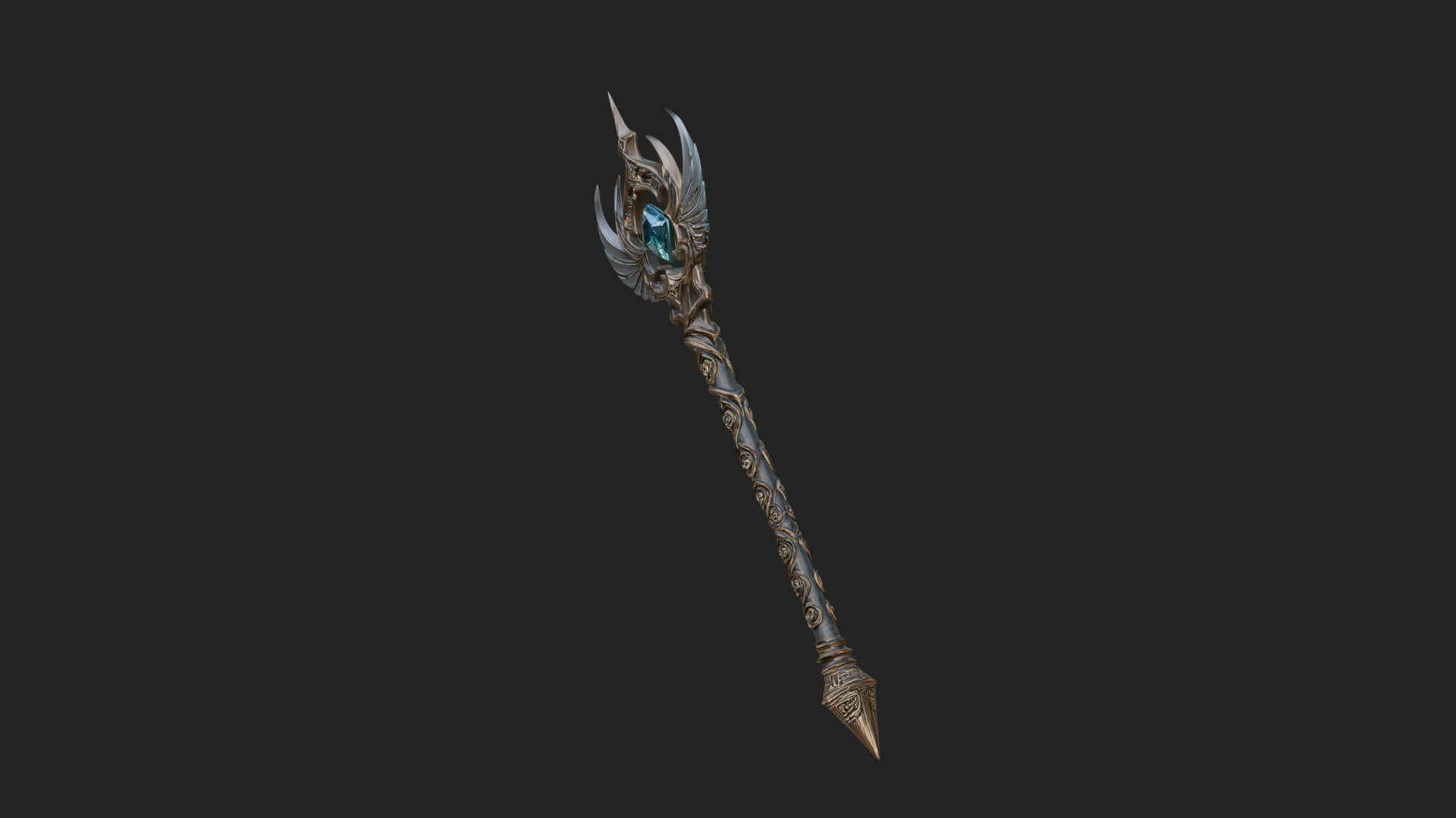 Winged Gem Staff Model Design 4 3D Print Model 3D Model