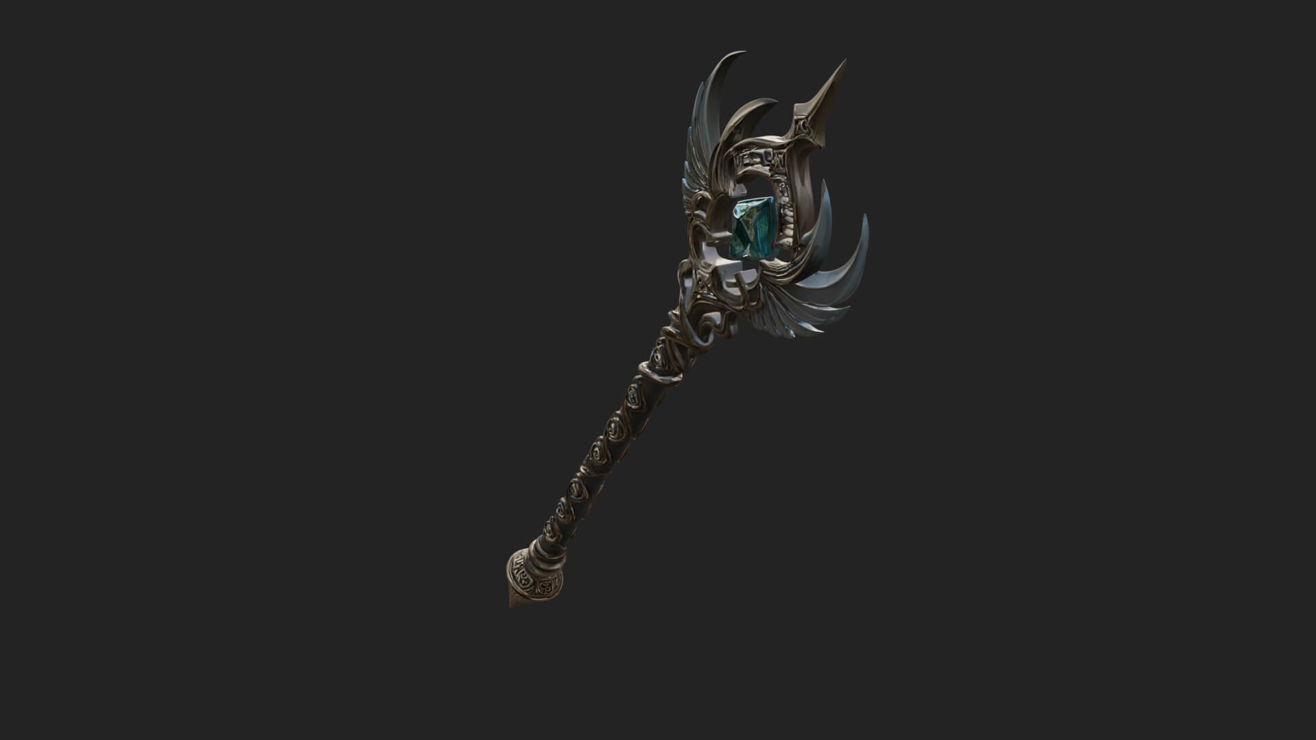 Winged Gem Staff Model Design 4 3D Print Model 3D Model