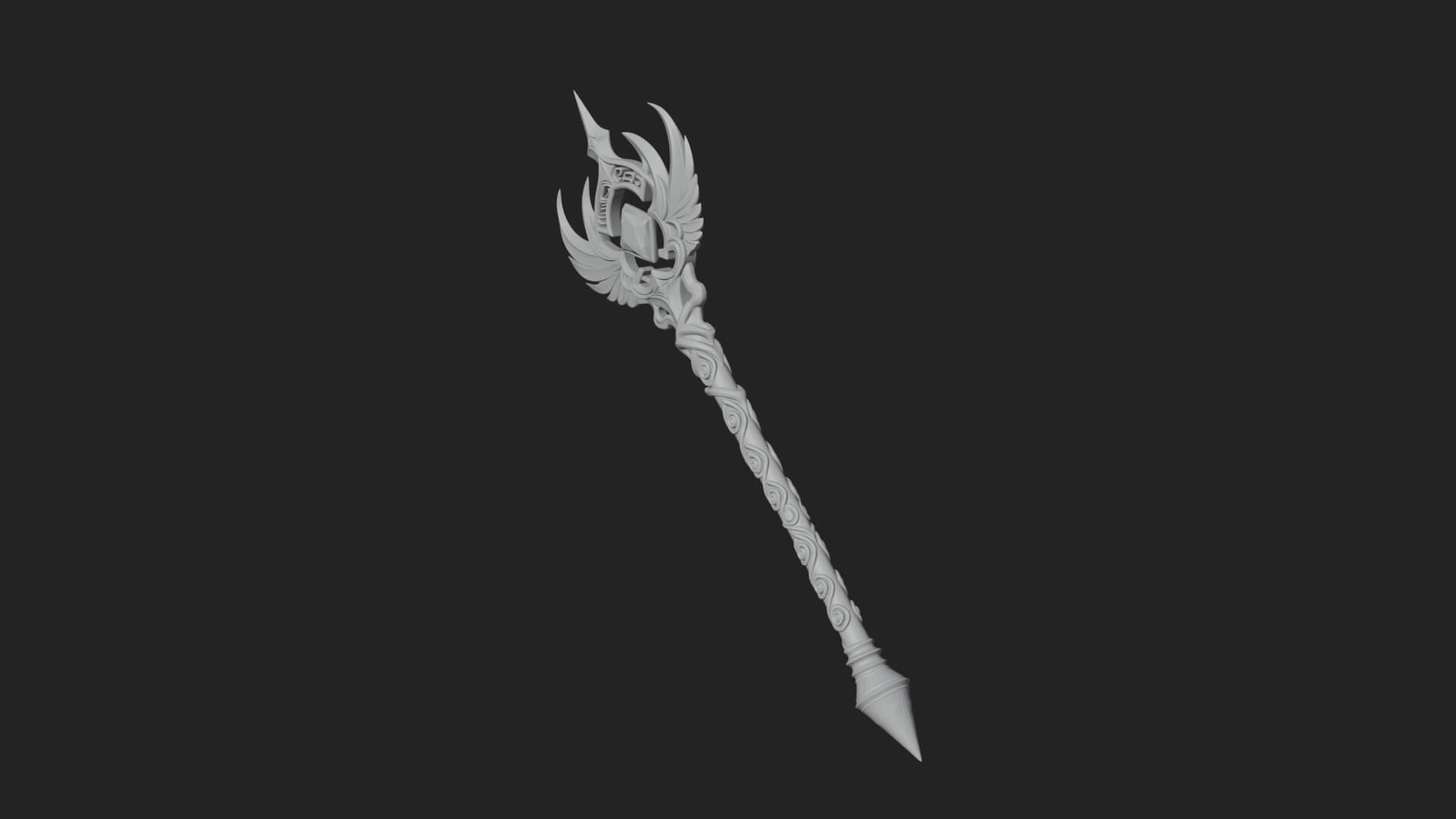Winged Gem Staff Model Design 4 3D Print Model 3D Model