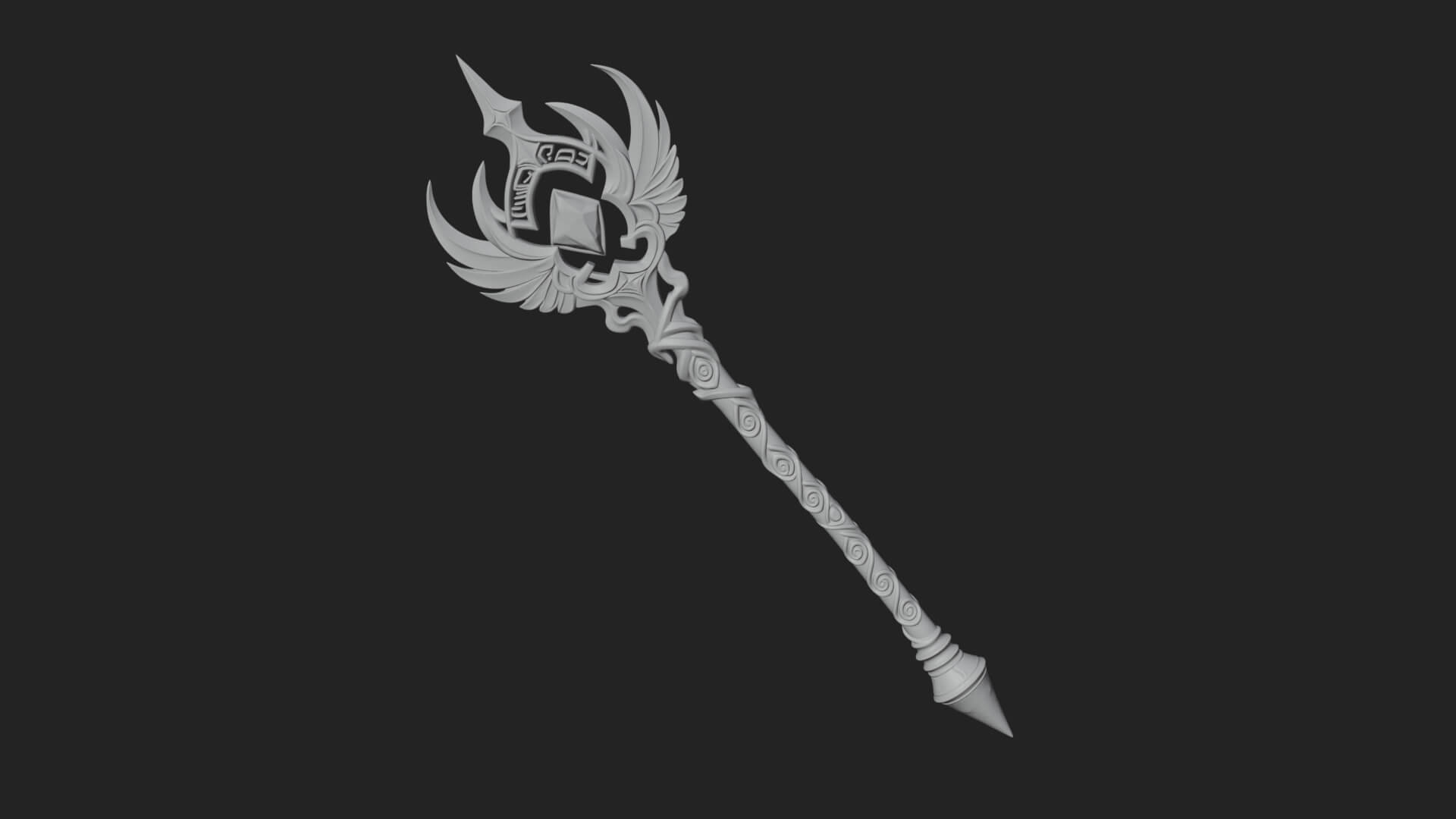 Winged Gem Staff Model Design 4 3D Print Model 3D Model