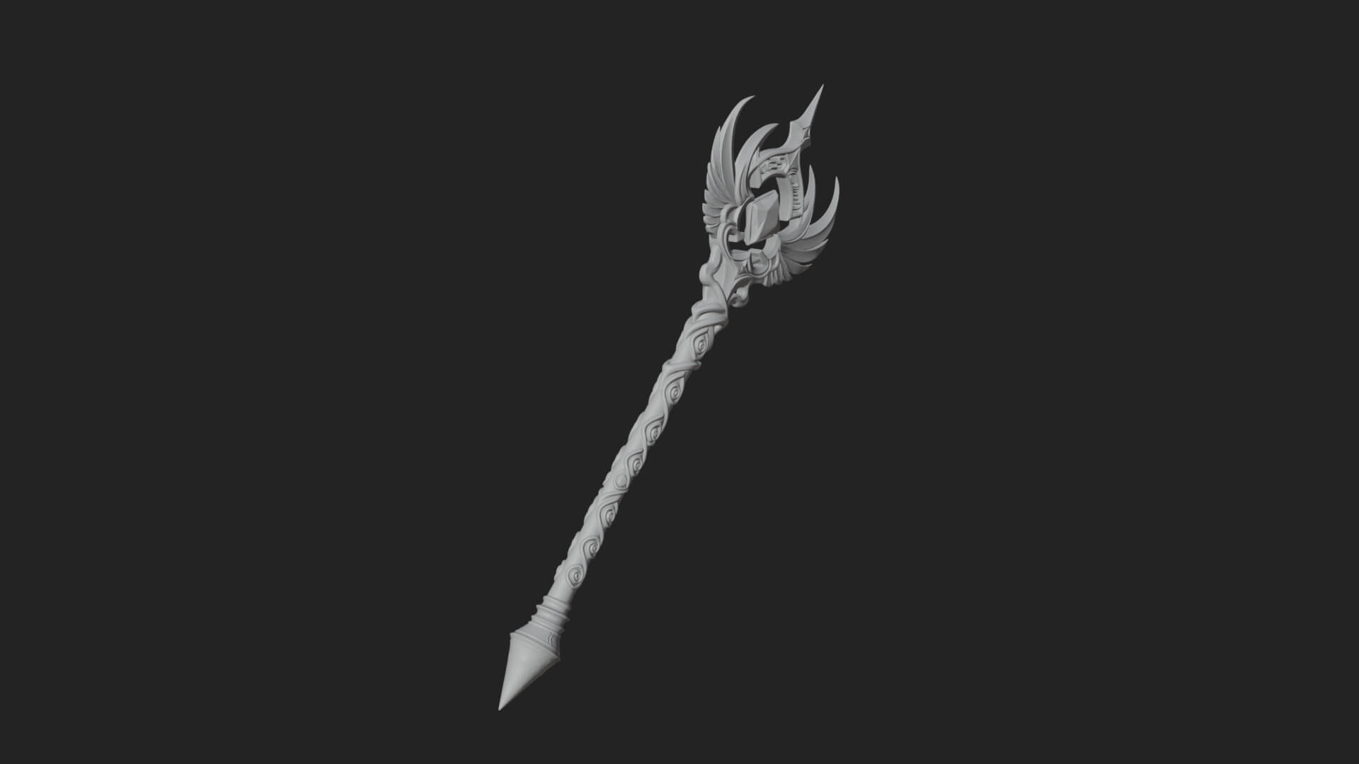 Winged Gem Staff Model Design 4 3D Print Model 3D Model
