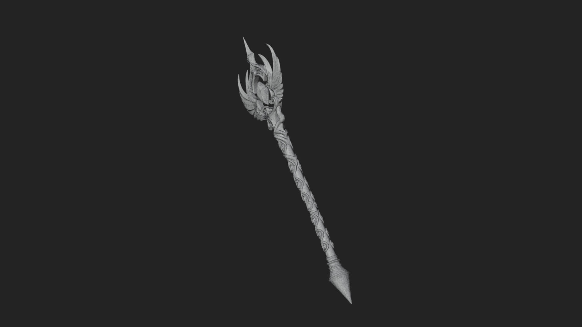 Winged Gem Staff Model Design 4 3D Print Model 3D Model