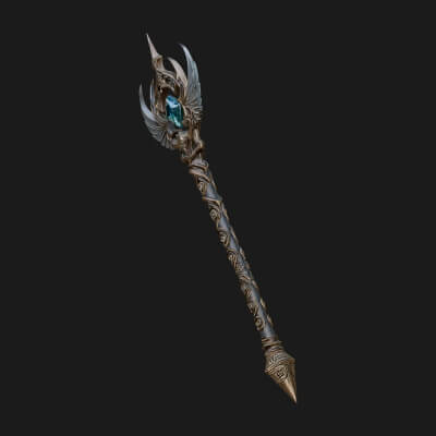 Winged Gem Staff Model Design 4 3D Print Model