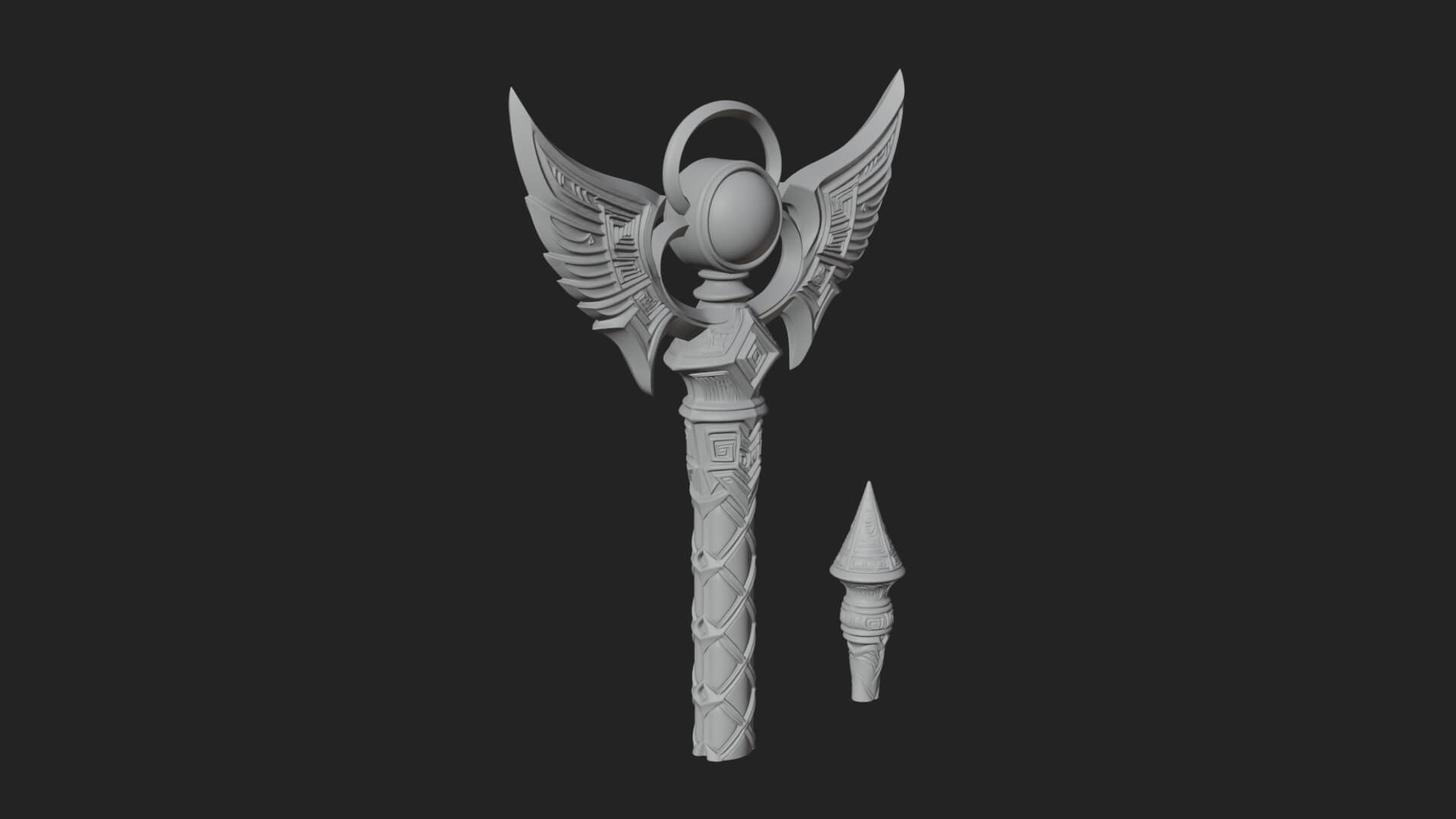 Winged Gem Staff Model Design 5 3D Print Model 3D Model
