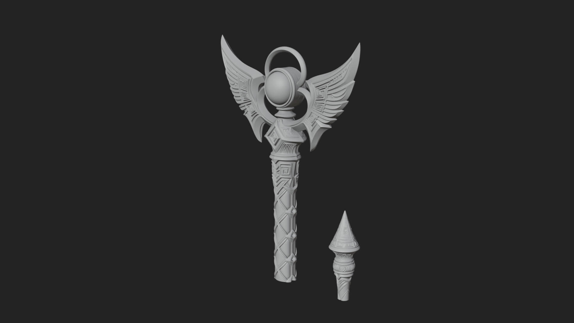 Winged Gem Staff Model Design 5 3D Print Model 3D Model