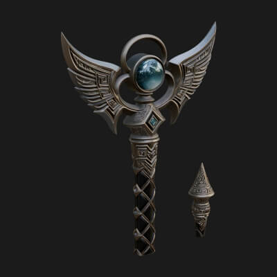 Winged Gem Staff Model Design 5 3D Print Model