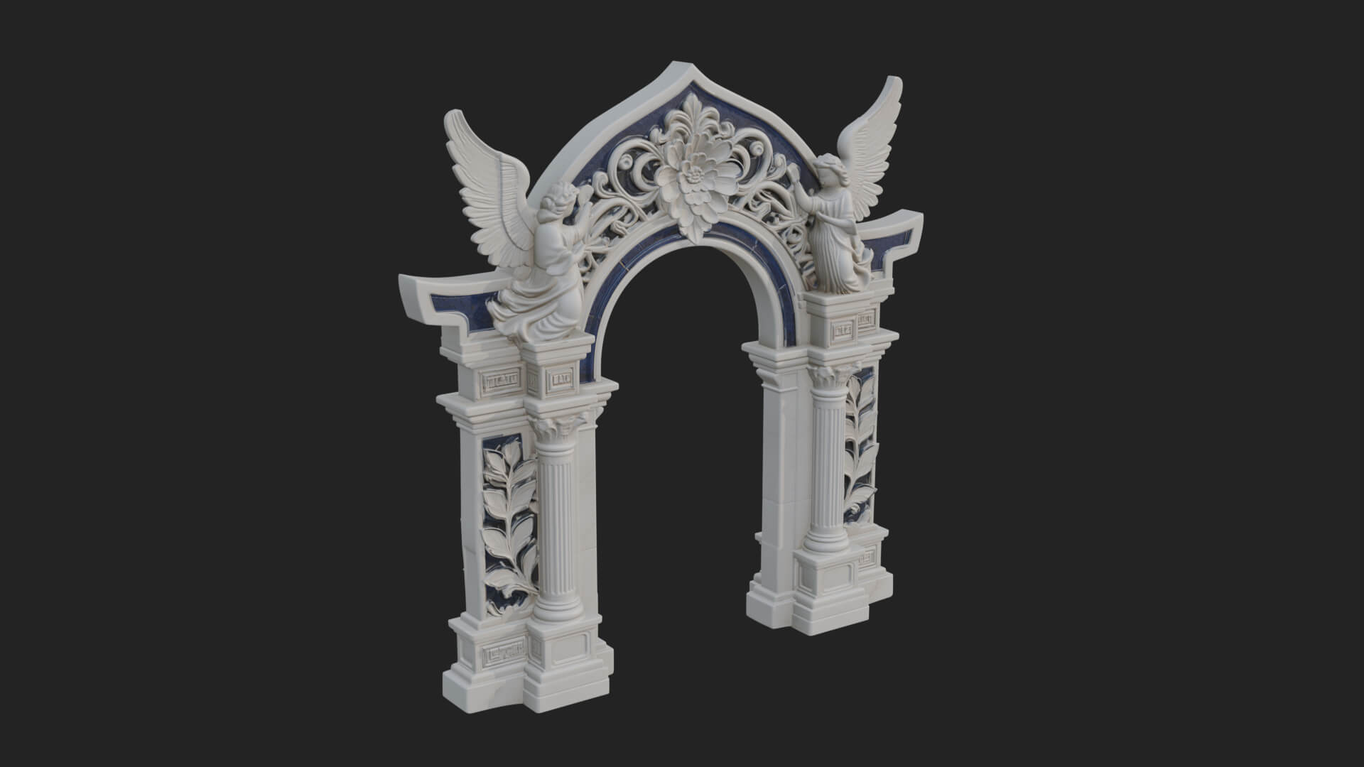 Winged Gothic Arch Design 1 3D Print Model 3D Model
