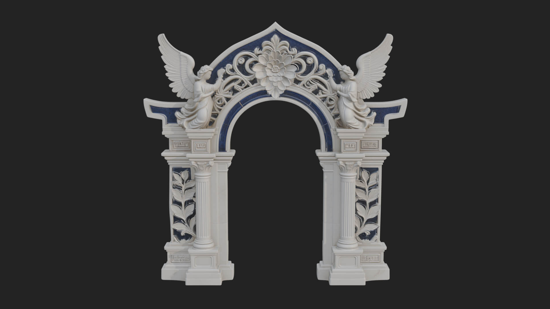 Winged Gothic Arch Design 1 3D Print Model 3D Model
