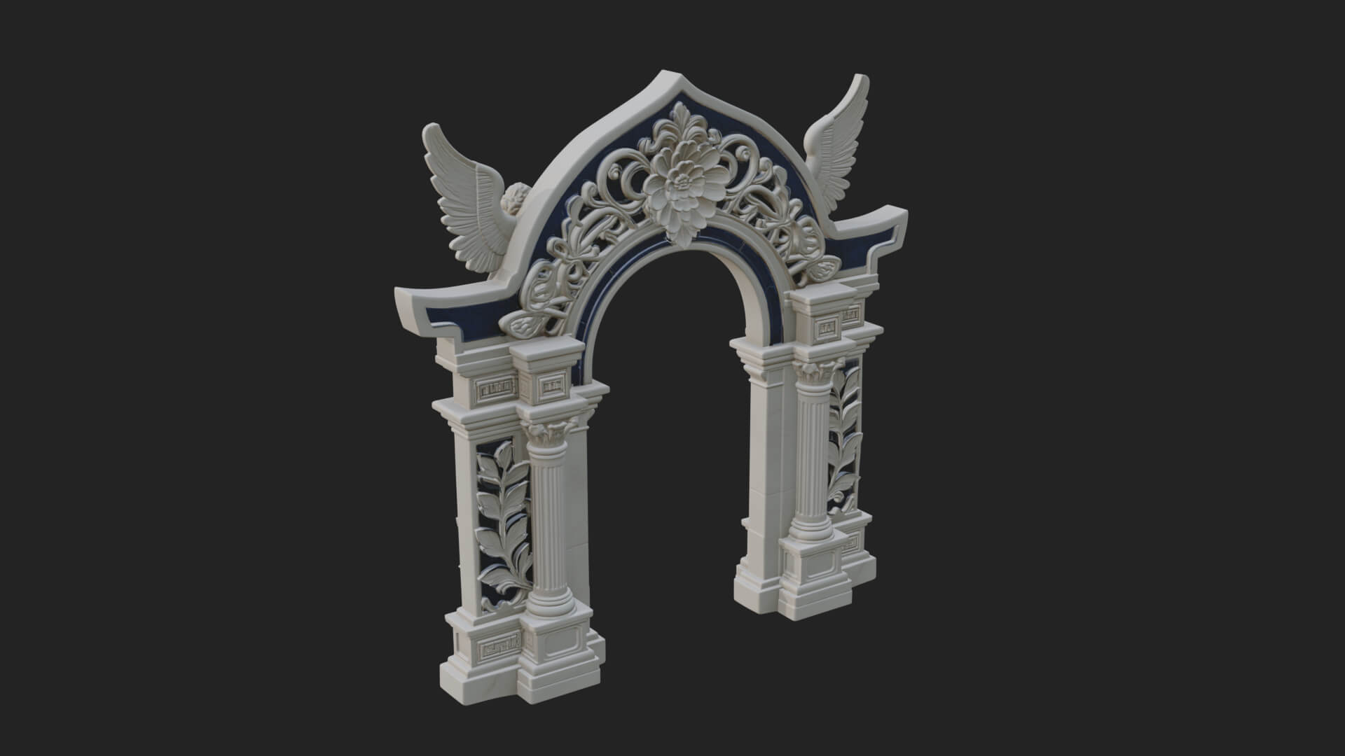Winged Gothic Arch Design 1 3D Print Model 3D Model