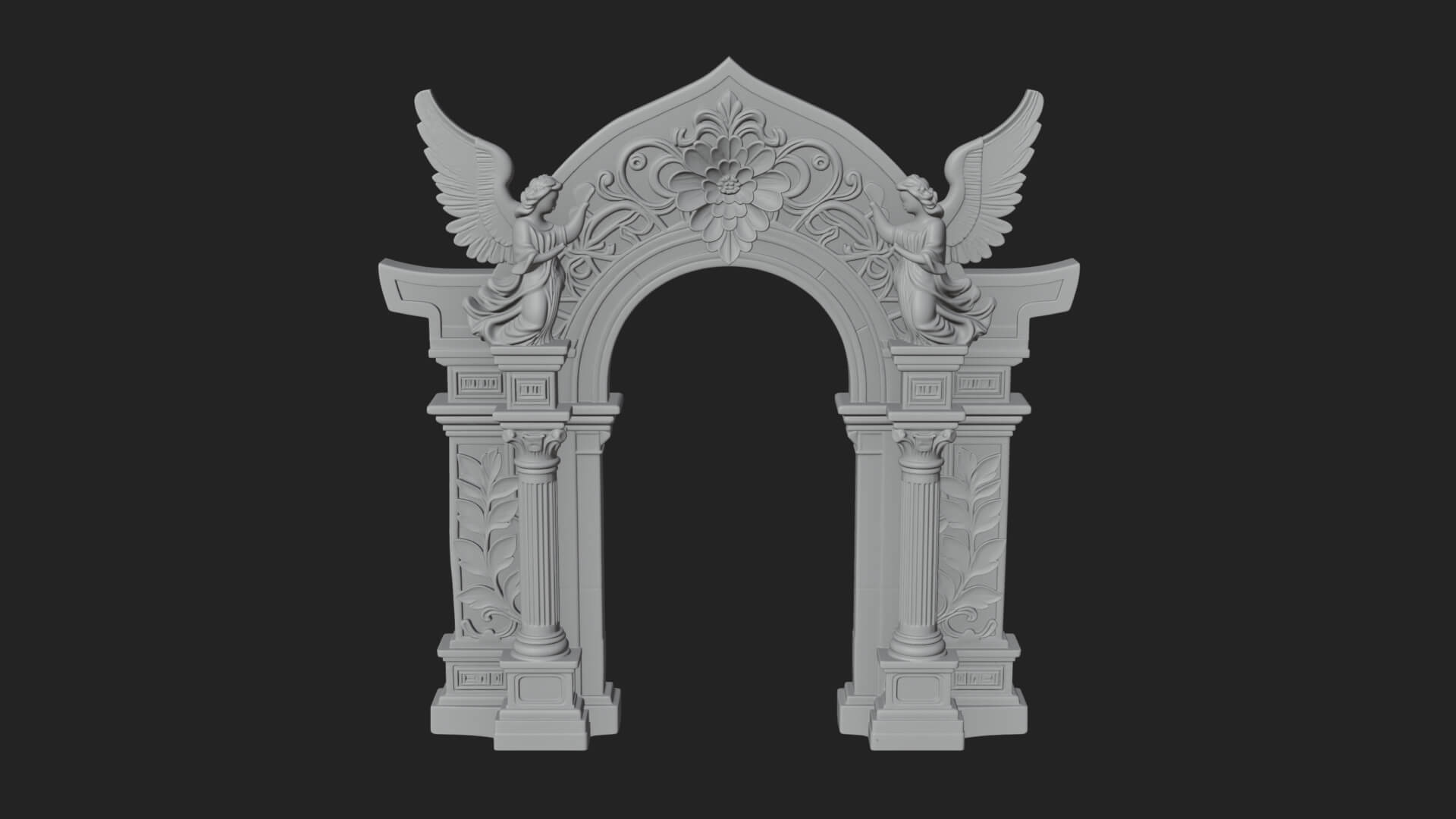 Winged Gothic Arch Design 1 3D Print Model 3D Model