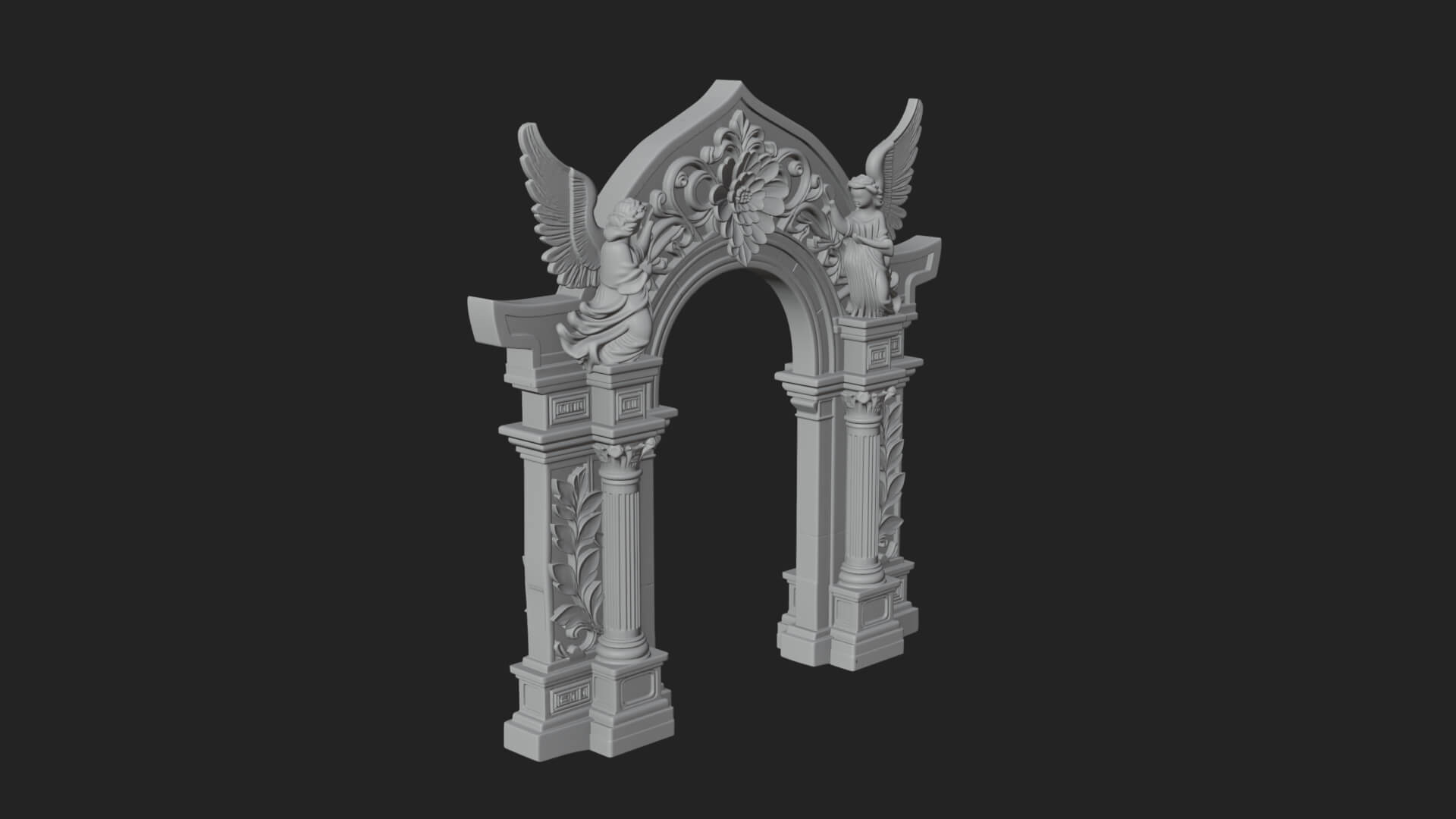 Winged Gothic Arch Design 1 3D Print Model 3D Model