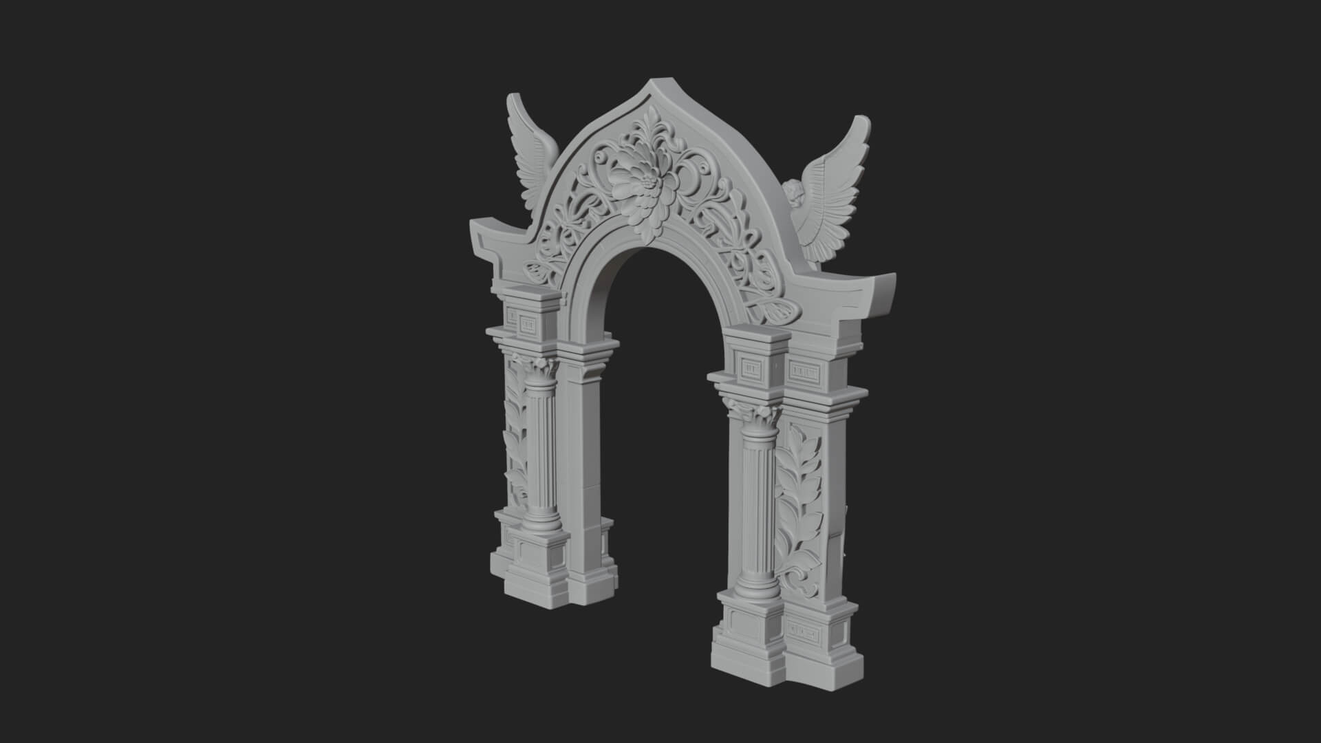Winged Gothic Arch Design 1 3D Print Model 3D Model