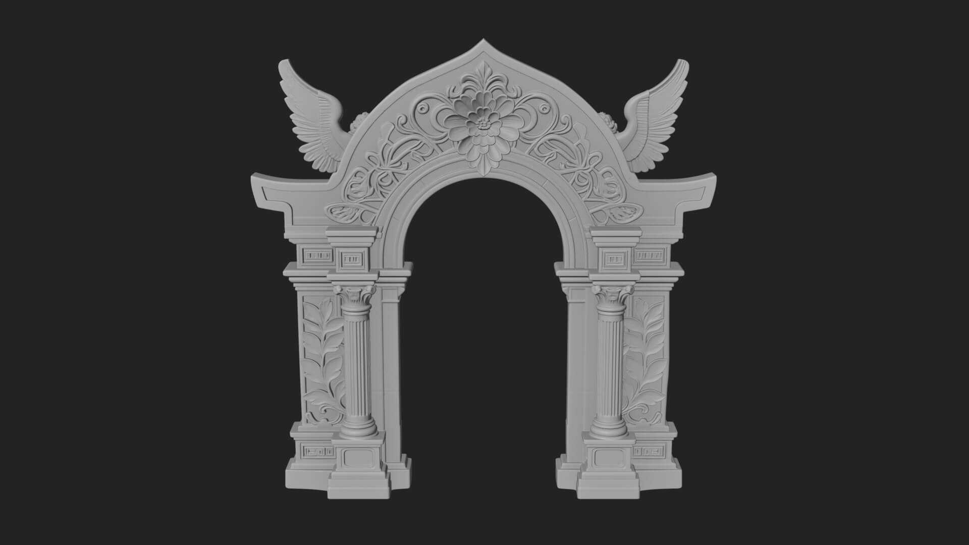 Winged Gothic Arch Design 1 3D Print Model 3D Model