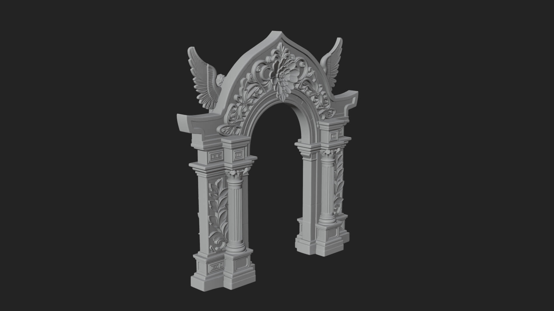 Winged Gothic Arch Design 1 3D Print Model 3D Model
