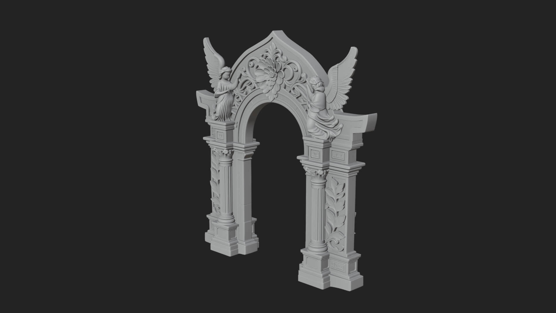 Winged Gothic Arch Design 1 3D Print Model 3D Model