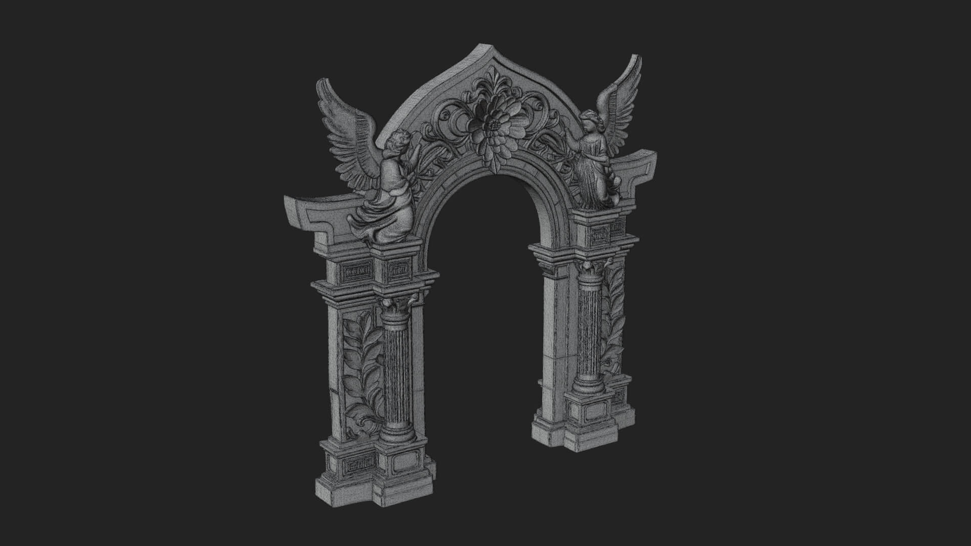 Winged Gothic Arch Design 1 3D Print Model 3D Model