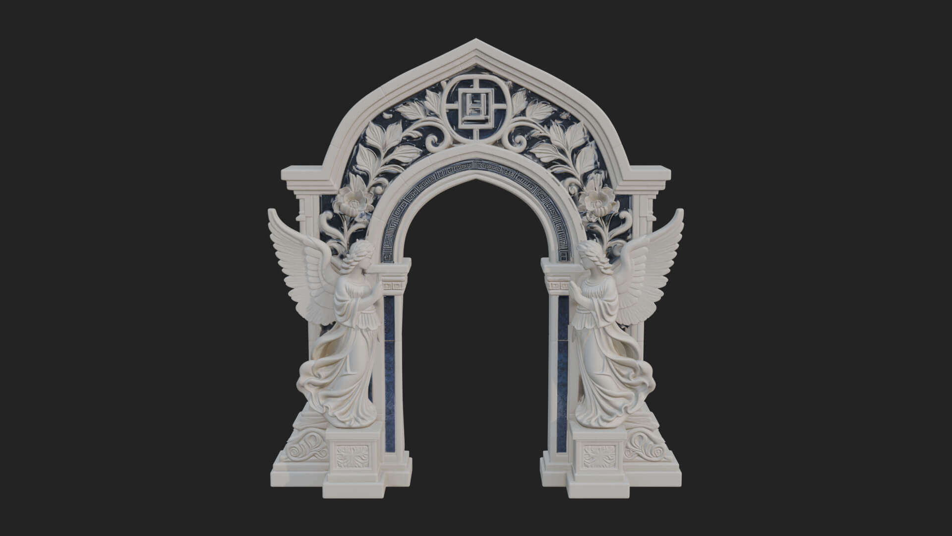 Winged Gothic Arch Design 2 3D Print Model 3D Model