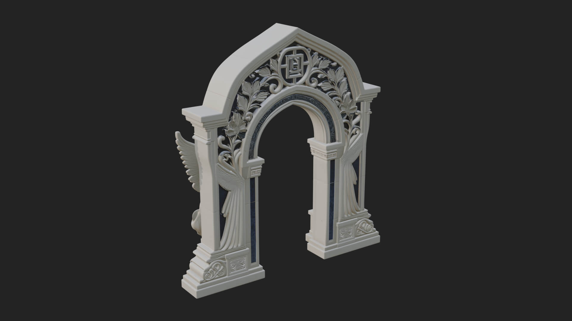 Winged Gothic Arch Design 2 3D Print Model 3D Model